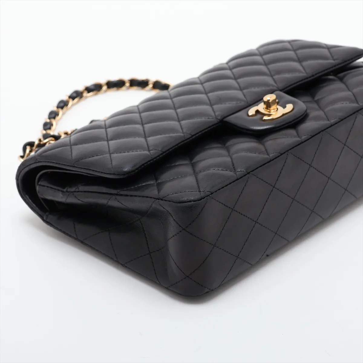 [Individually packaged] Chanel Matelassé 25 Lambskin Double Flap Double Chain Bag, Black with Gold Hardware, 25408168, Serial Number , A01112 — view 4