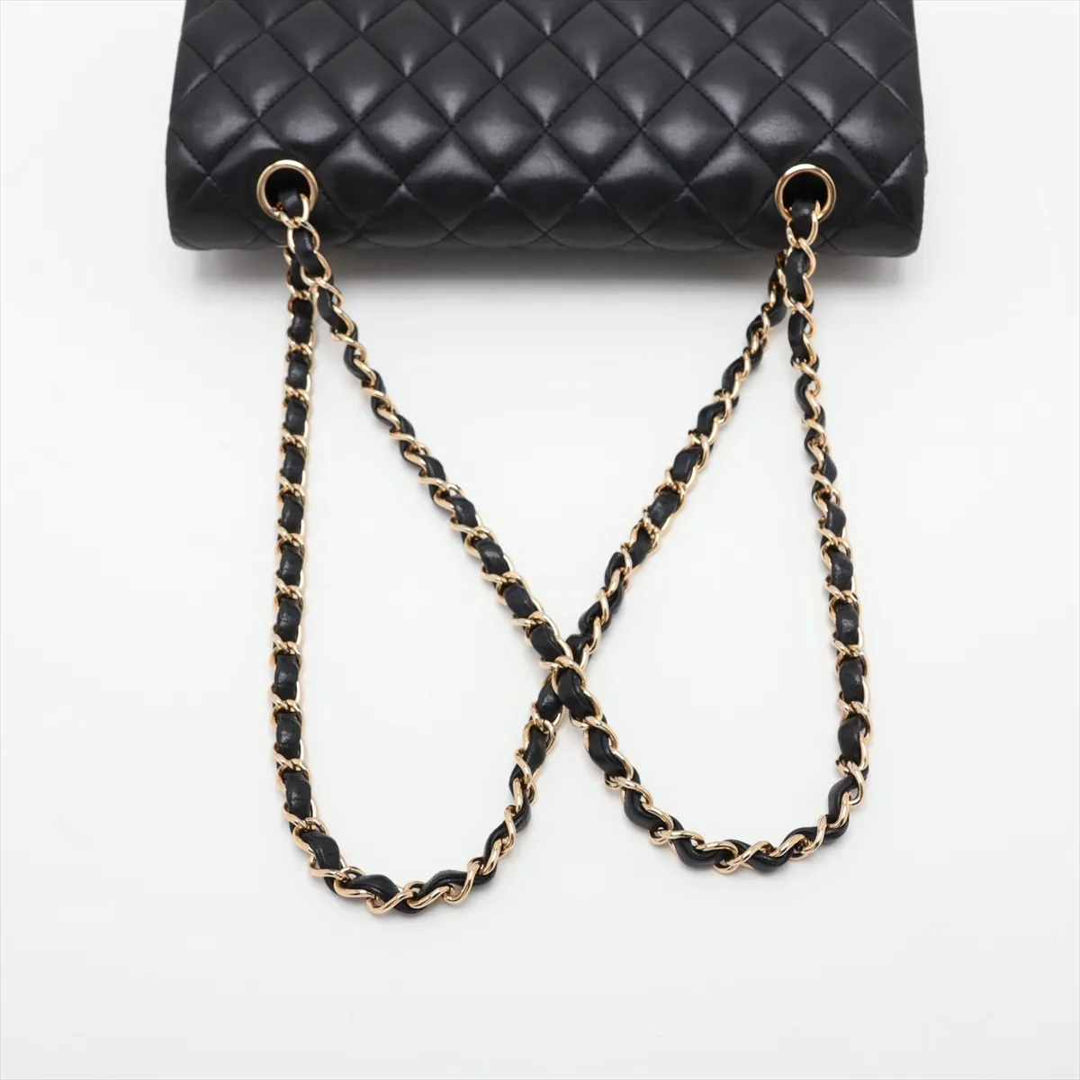 [Individually packaged] Chanel Matelassé 25 Lambskin Double Flap Double Chain Bag, Black with Gold Hardware, 25408168, Serial Number , A01112 — view 5