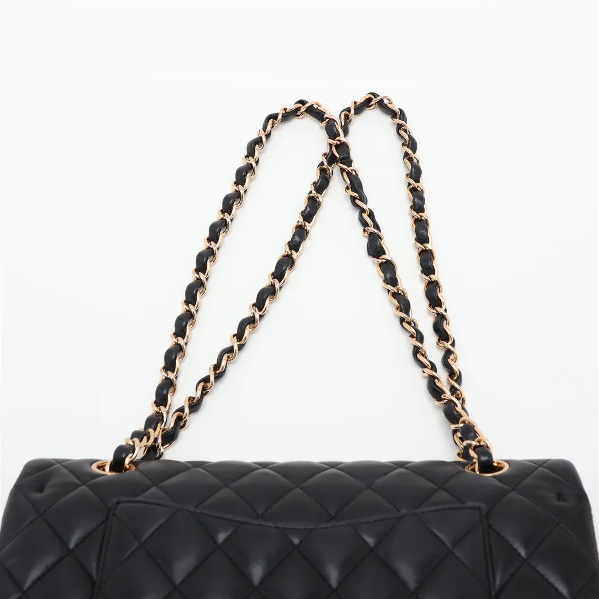 [Individually packaged] Chanel Matelassé 25 Lambskin Double Flap Double Chain Bag, Black with Gold Hardware, 25408168, Serial Number , A01112 — view 6