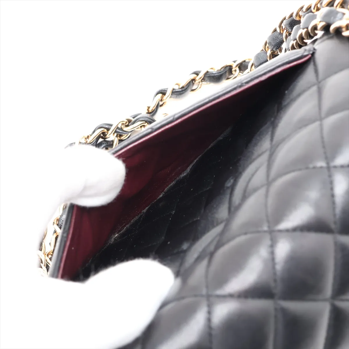 [Individually packaged] Chanel Matelassé 25 Lambskin Double Flap Double Chain Bag, Black with Gold Hardware, 25408168, Serial Number , A01112 — view 9