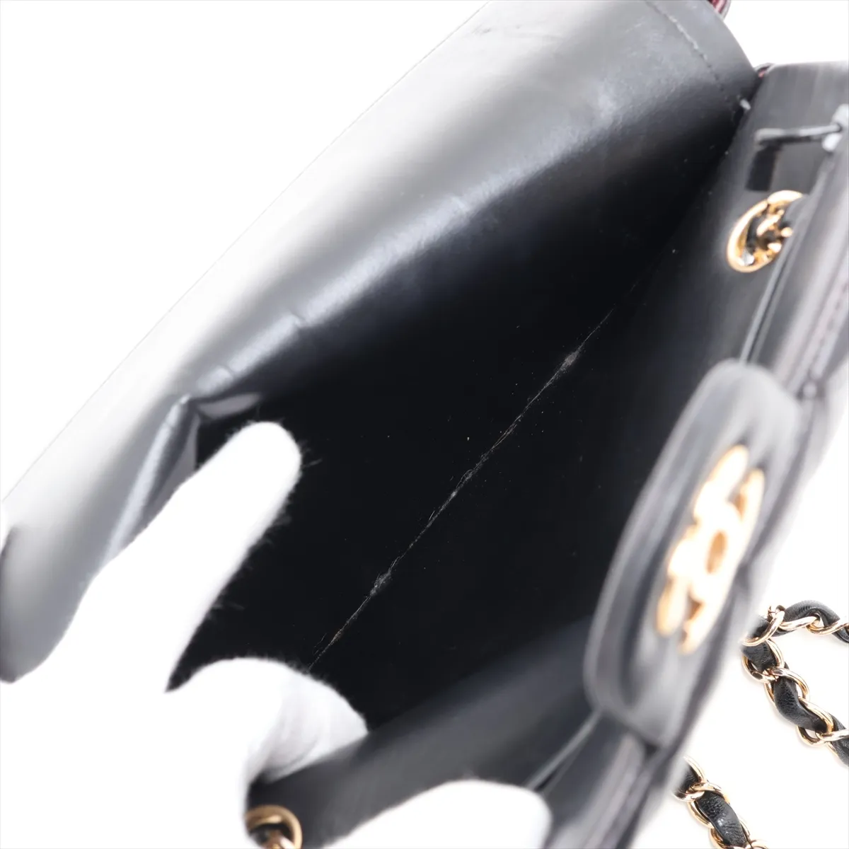 [Individually packaged] Chanel Matelassé 25 Lambskin Double Flap Double Chain Bag, Black with Gold Hardware, 25408168, Serial Number , A01112 — view 10