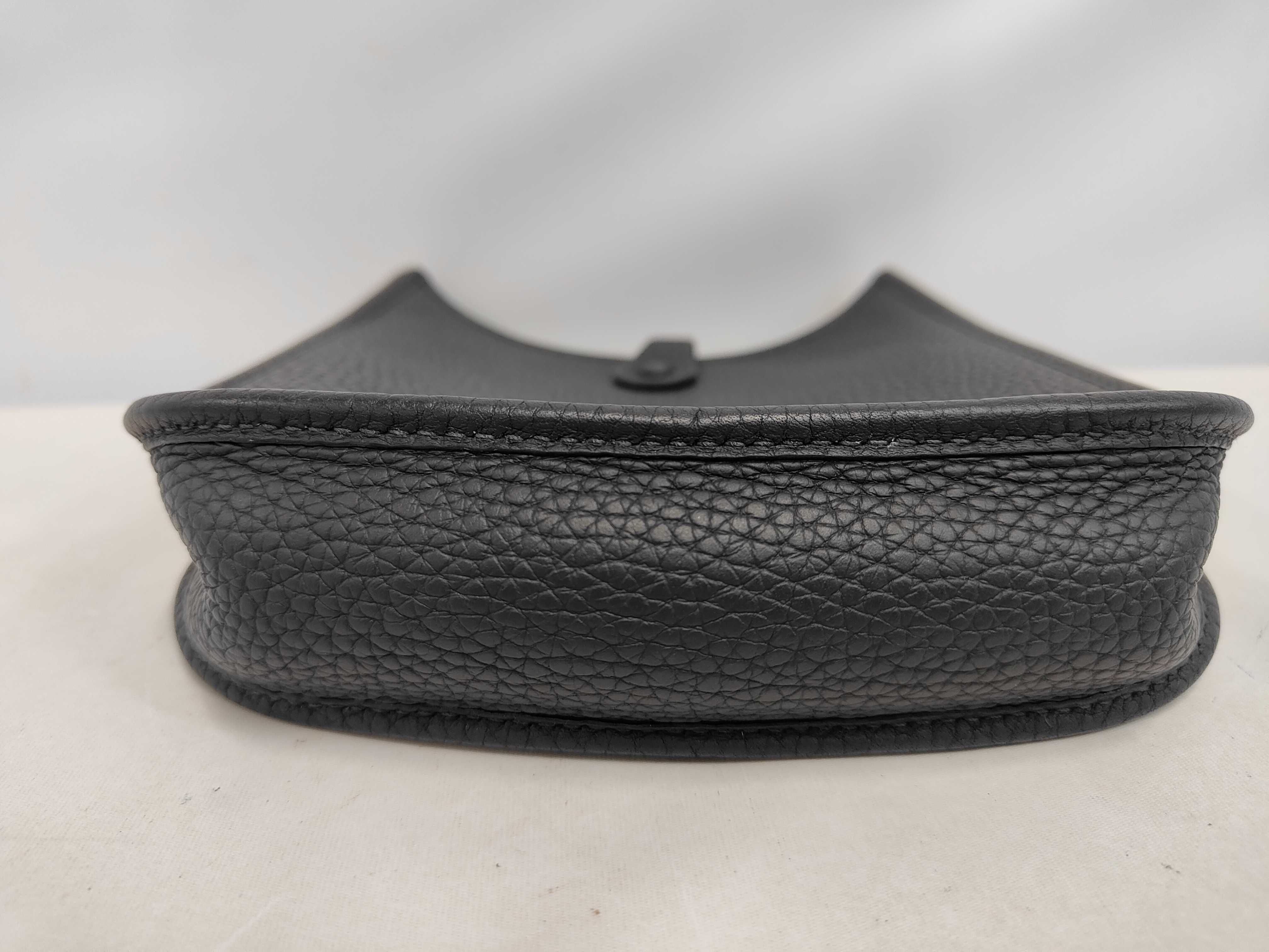 Evelyne TPM Taurillon Clemence Leather Shoulder Bag, Black with Gold Hardware, B Stamp — view 4