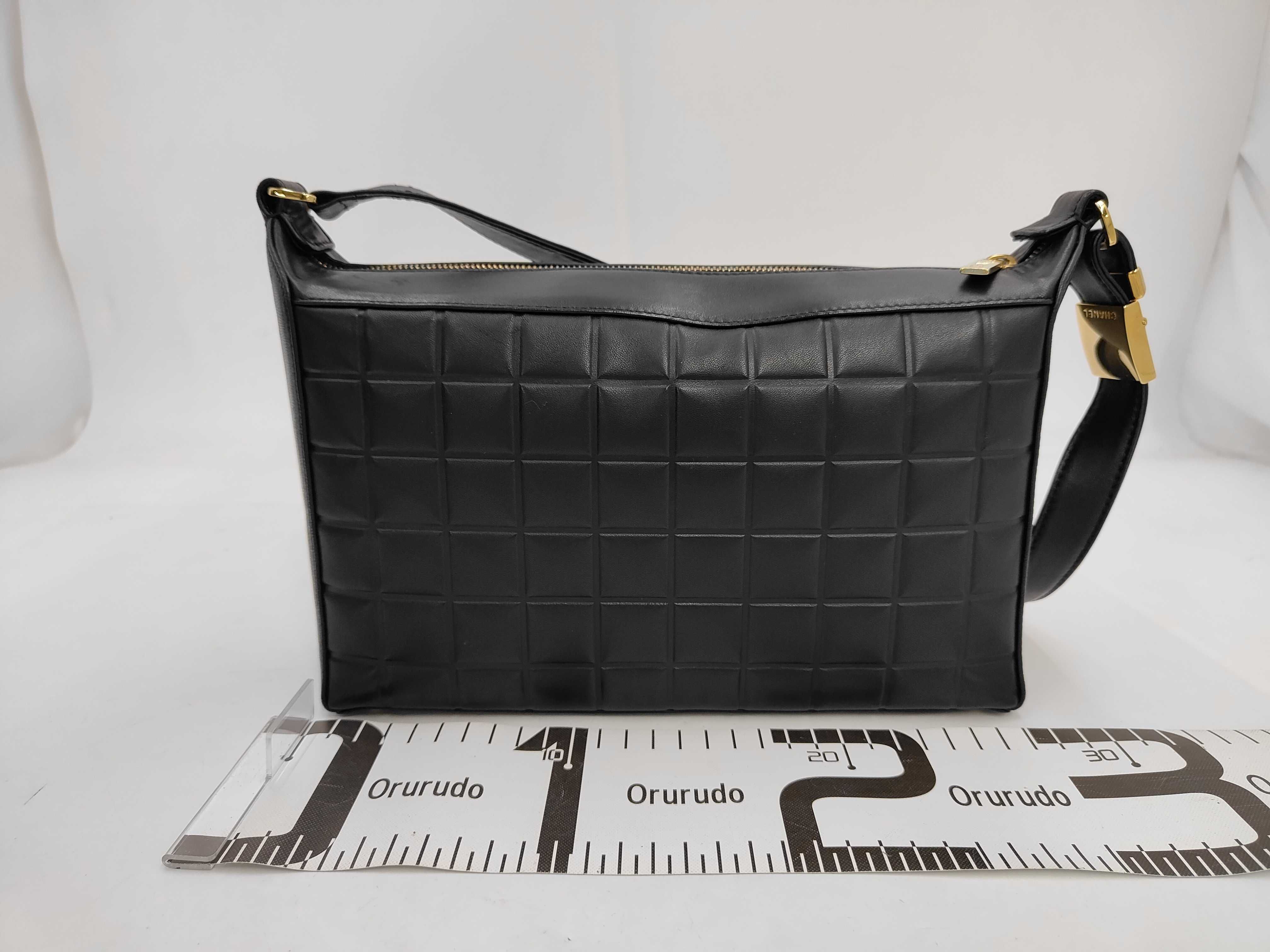 Chocolate Bar Lambskin 2-way Handbag One-Shoulder Black Shoulder Bag — view 2