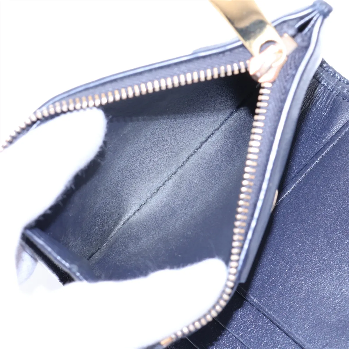 Maxi Intrecciato Cassette Leather Compact Wallet, Navy — view 5