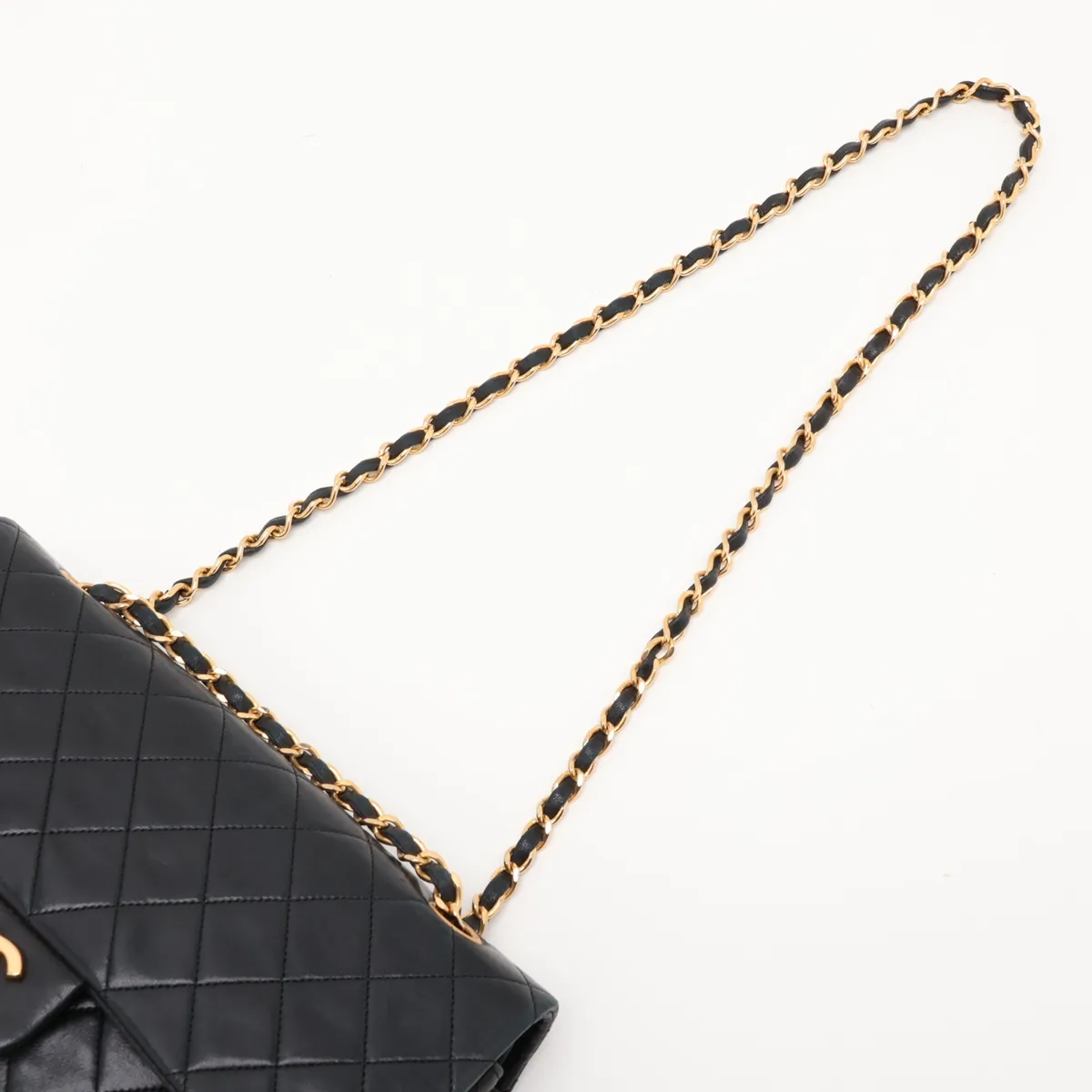 Matelassé 25 Lambskin Double Flap Double Chain Bag, Black with Gold Hardware, 1389629, Serial Number , A01112 — view 5