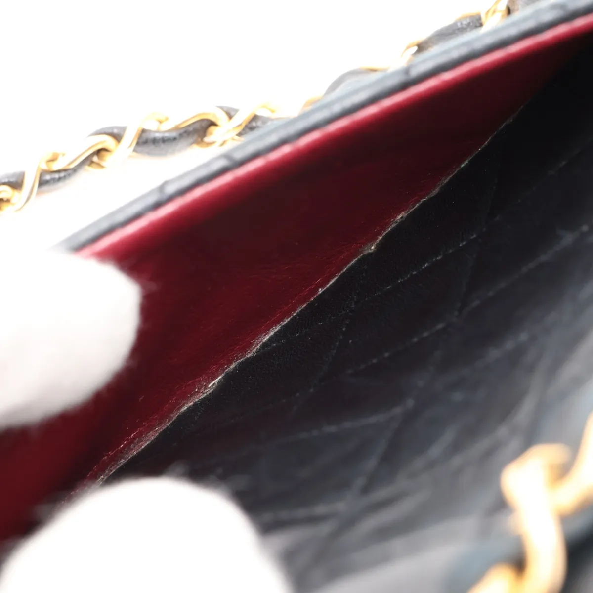 Matelassé 25 Lambskin Double Flap Double Chain Bag, Black with Gold Hardware, 1389629, Serial Number , A01112 — view 8