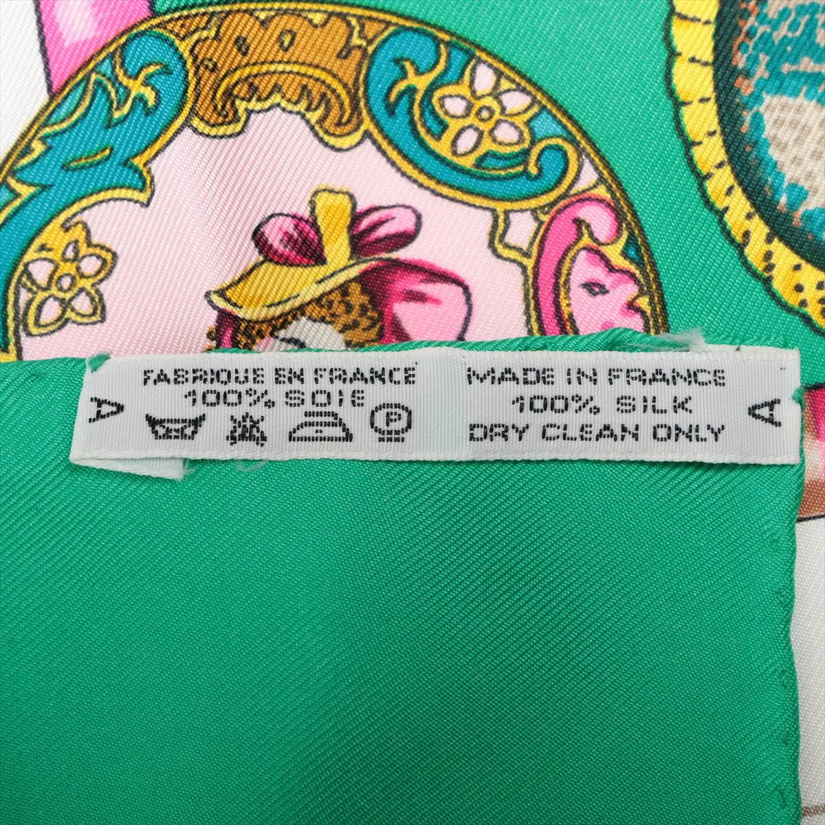 Carre 90 Petite main seamstress scarf silk green — view 6