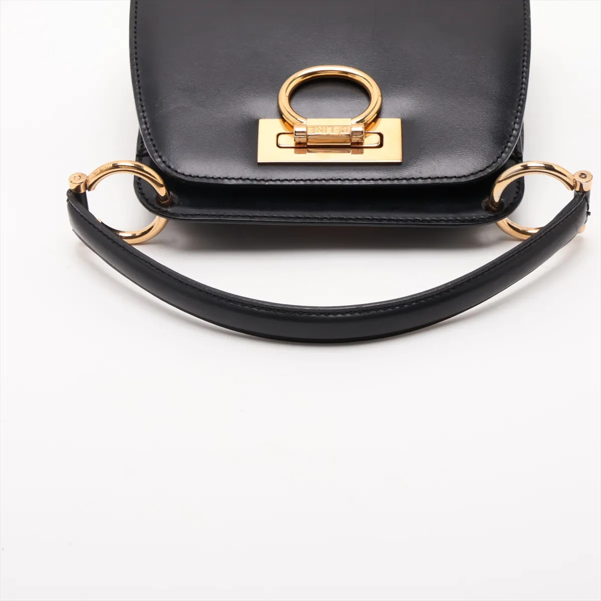 Gancini Leather Shoulder Bag, Black — view 5