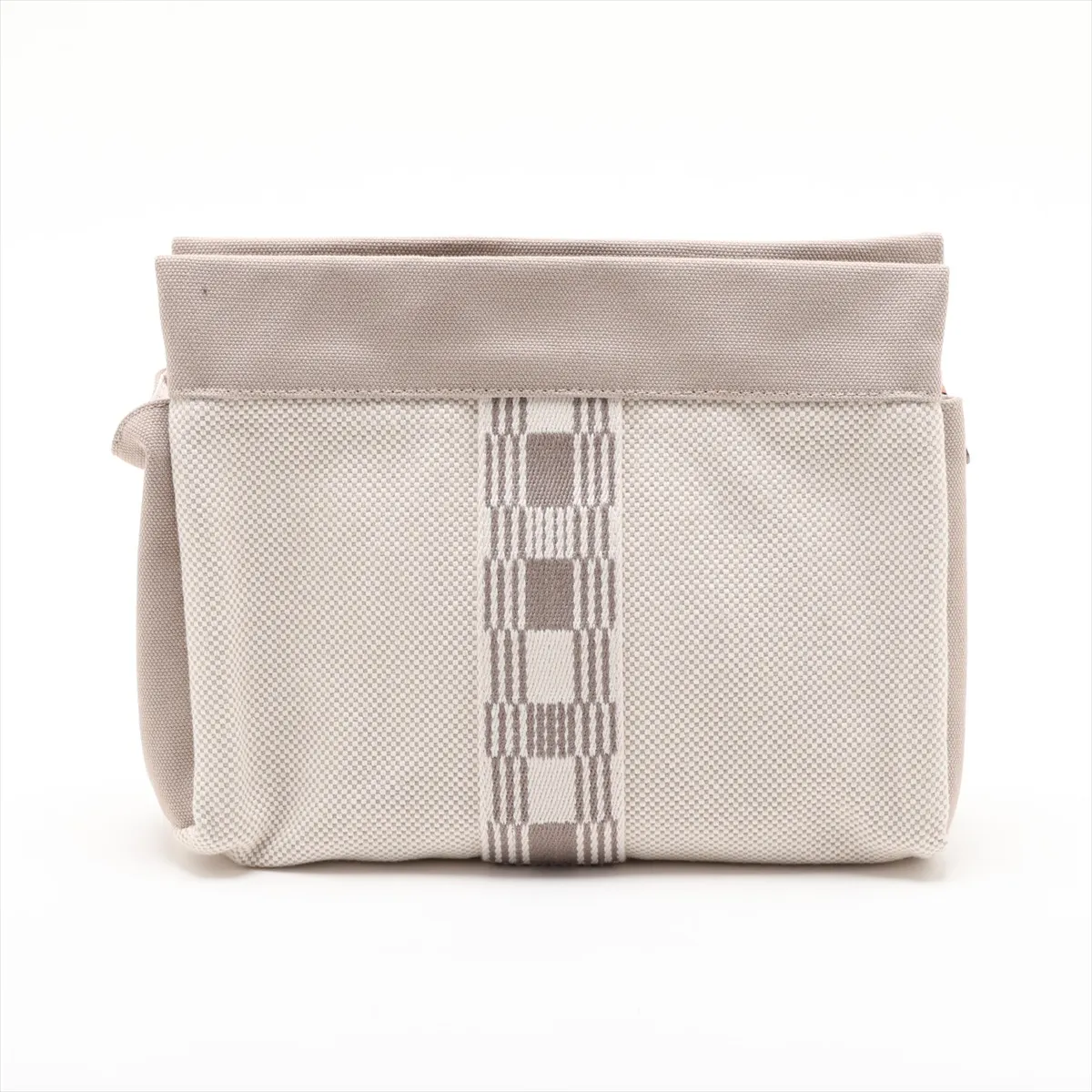 Gemetou Jumping PM Canvas Pouch, Beige, Silver Hardware — view 2
