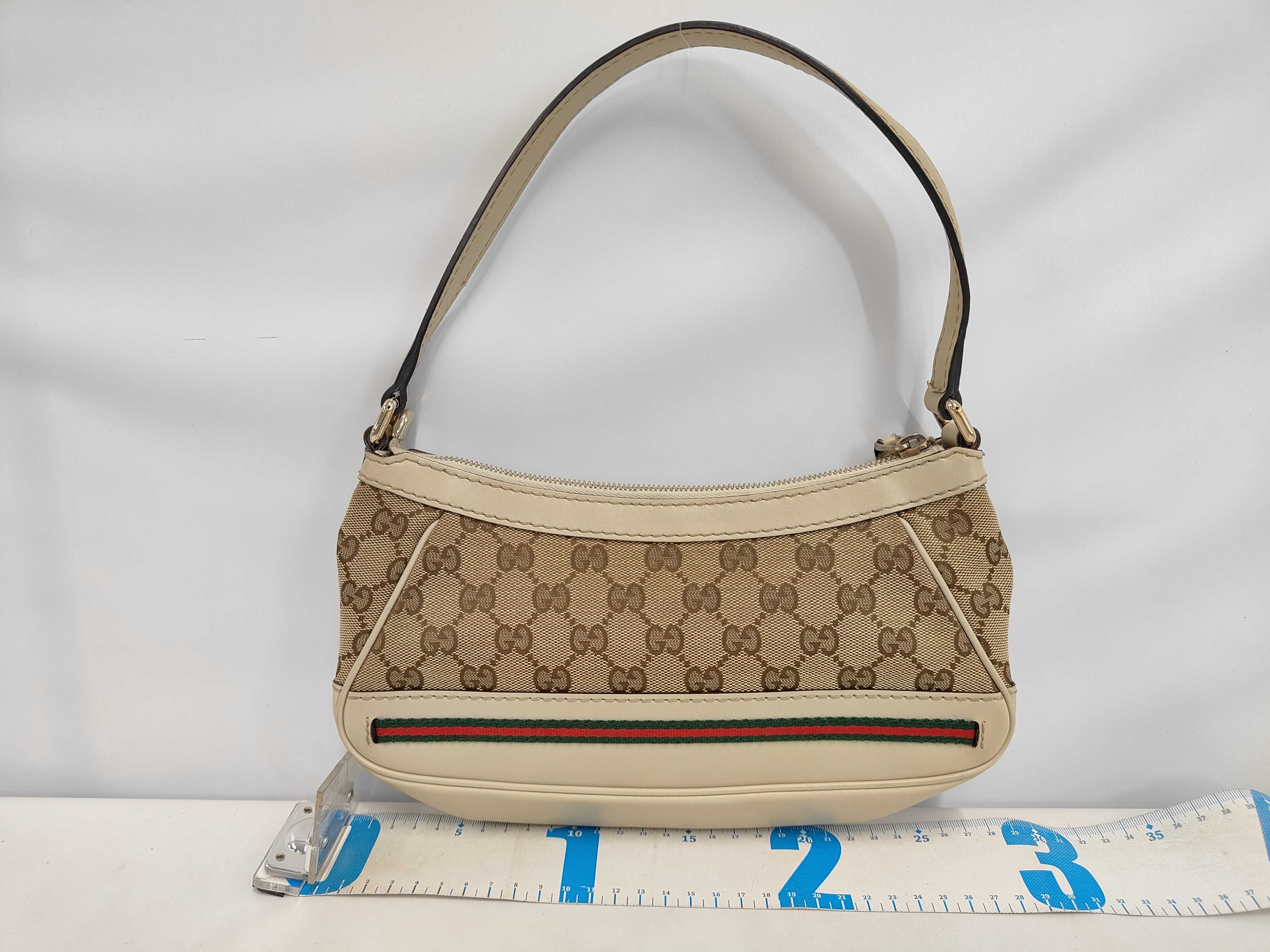 White Canvas GG Monogram Bow Shoulder Bag — view 2