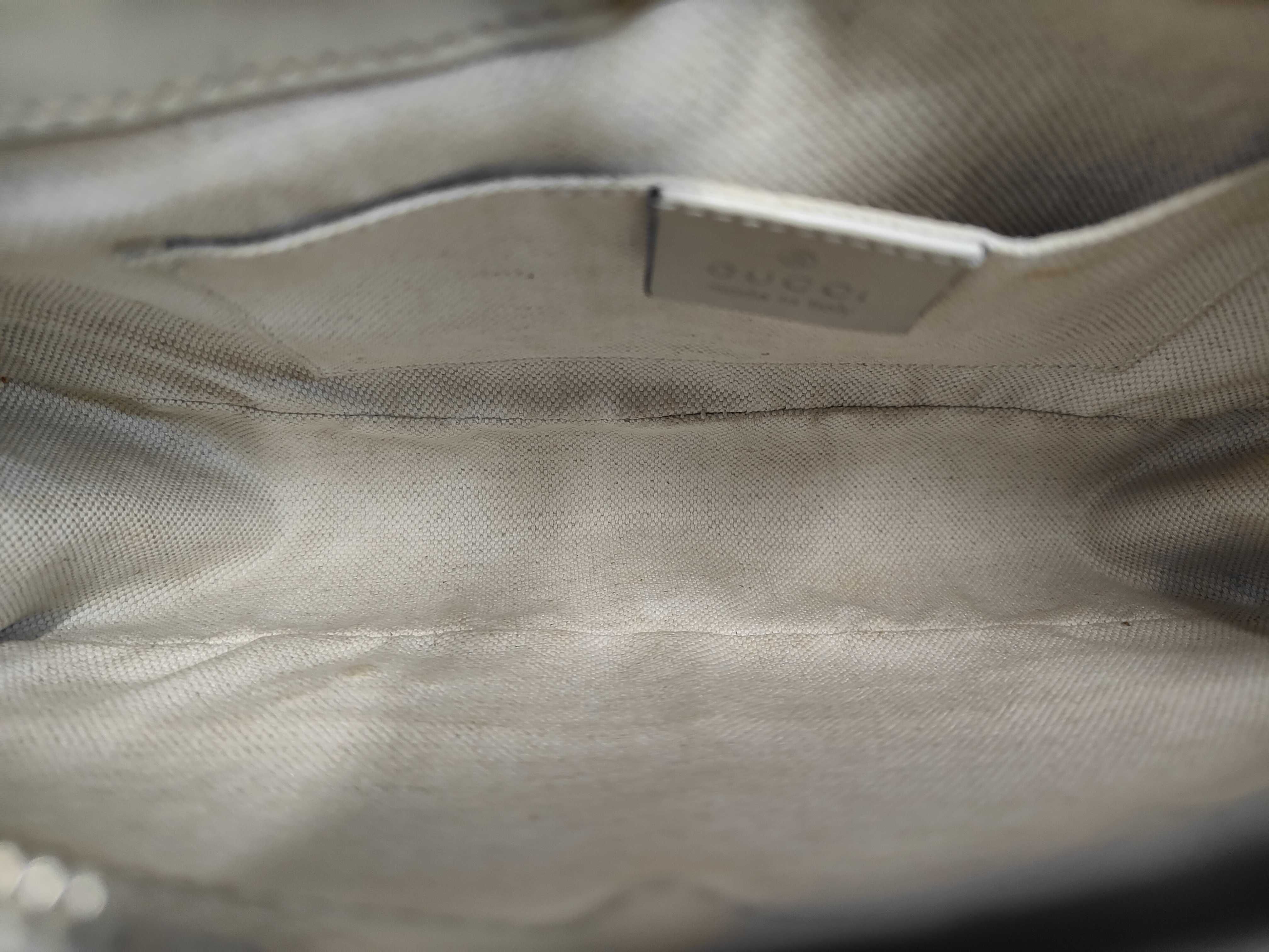 White Canvas GG Monogram Bow Shoulder Bag — view 9