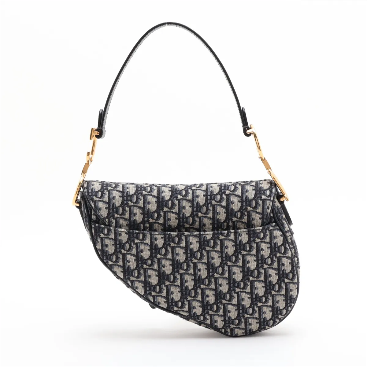 Oblique Saddle Bag, Canvas x Leather, 2-Way Shoulder Bag, Navy — view 2
