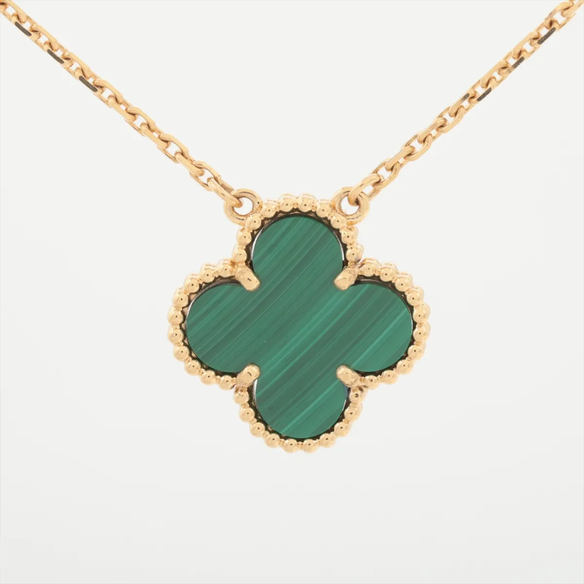 Vintage Alhambra Malachite Necklace 750(YG) 5.4g JE714538 Minor stone scratches — view 2