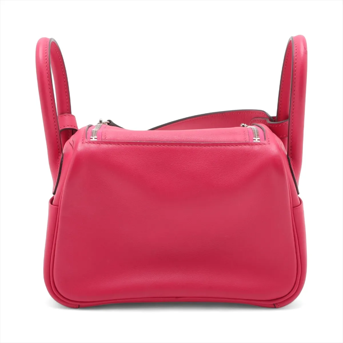 [Individually packaged] Hermes Lindy Mini 20 Verso Veau Swift Framboise x Chocolat Silver Hardware Z: 2021 — view 2