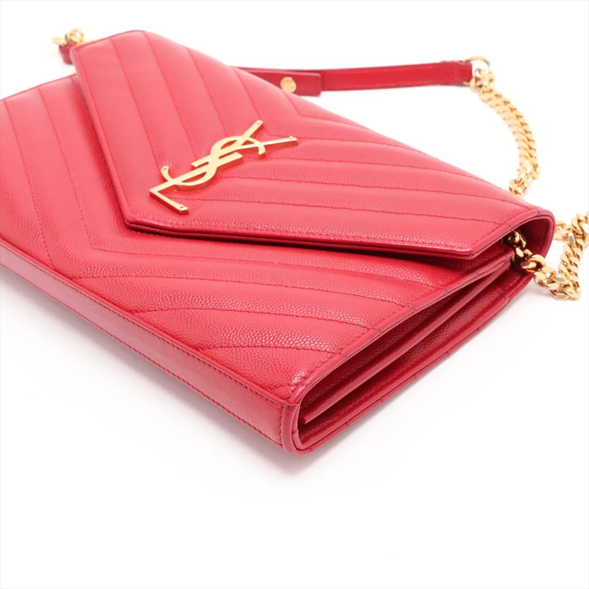 Cassandra 377828 Leather Chain Wallet Red — view 3
