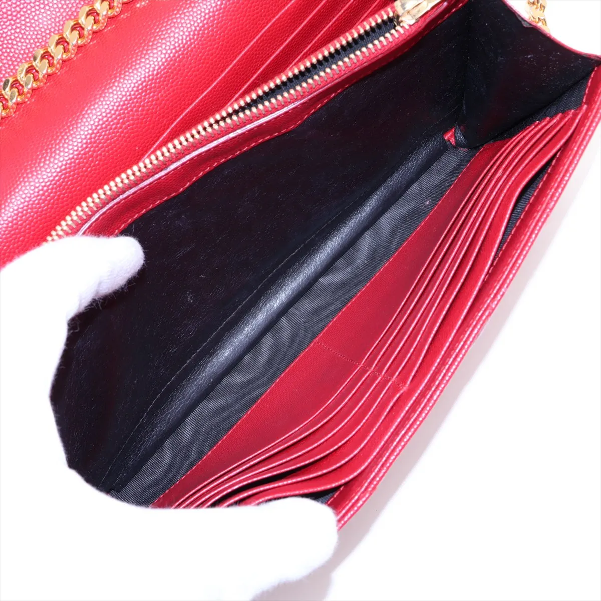 Cassandra 377828 Leather Chain Wallet Red — view 6