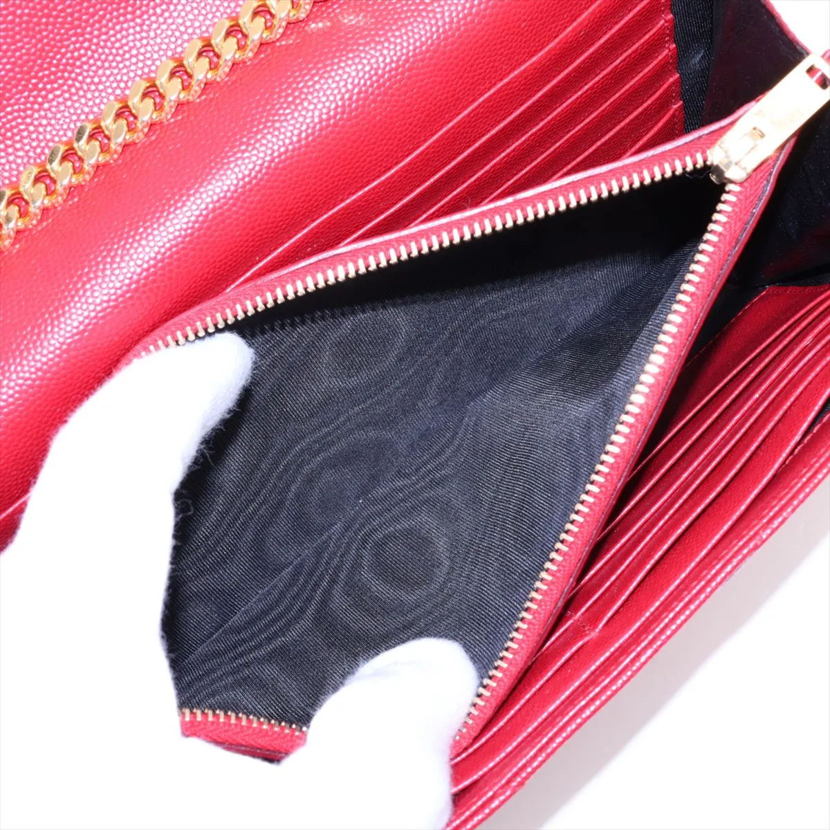 Cassandra 377828 Leather Chain Wallet Red — view 7