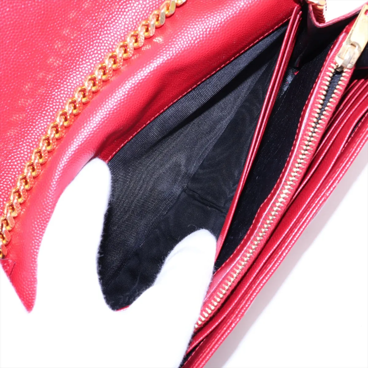 Cassandra 377828 Leather Chain Wallet Red — view 9