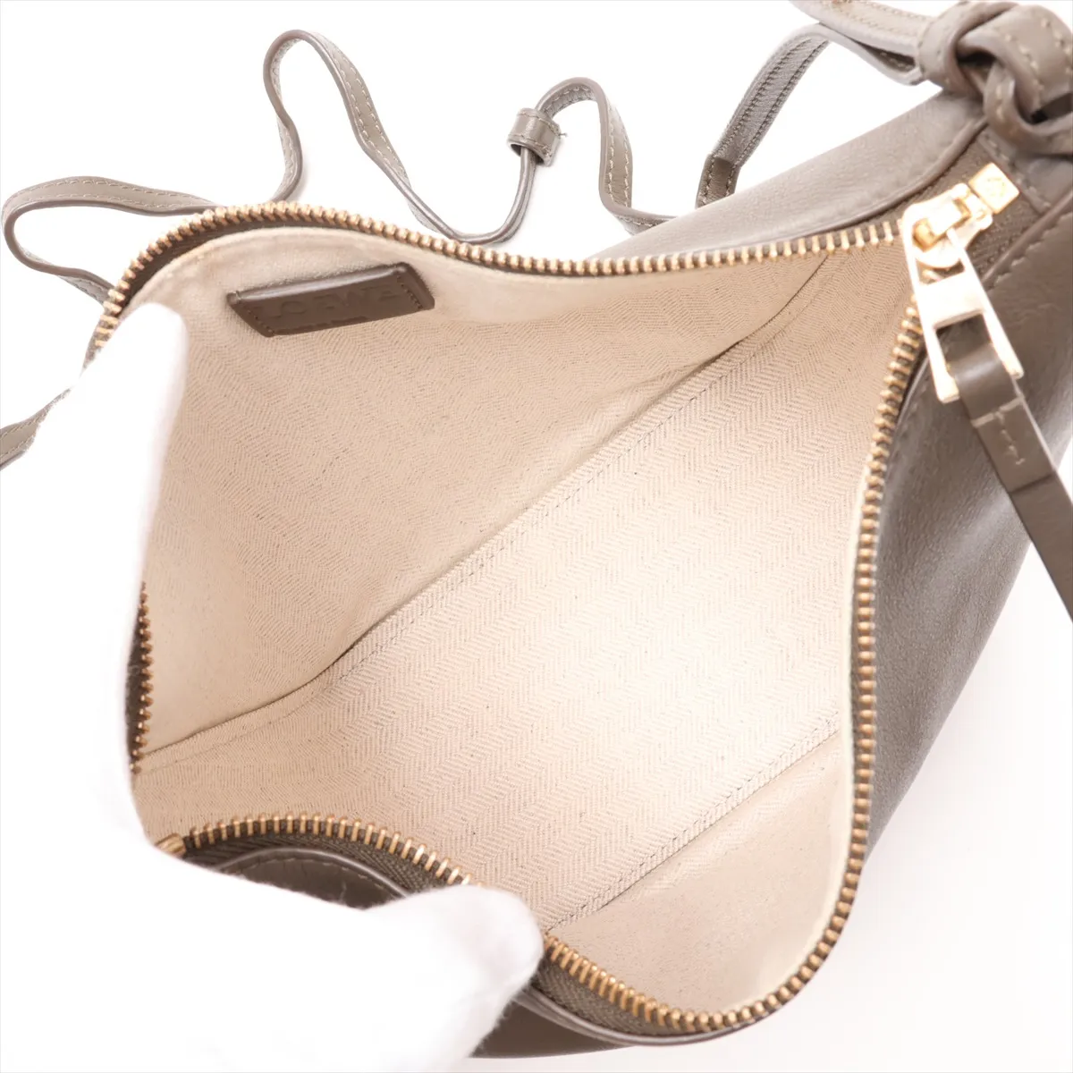 Hammock Mini Hobo Leather Shoulder Bag, Khaki — view 6