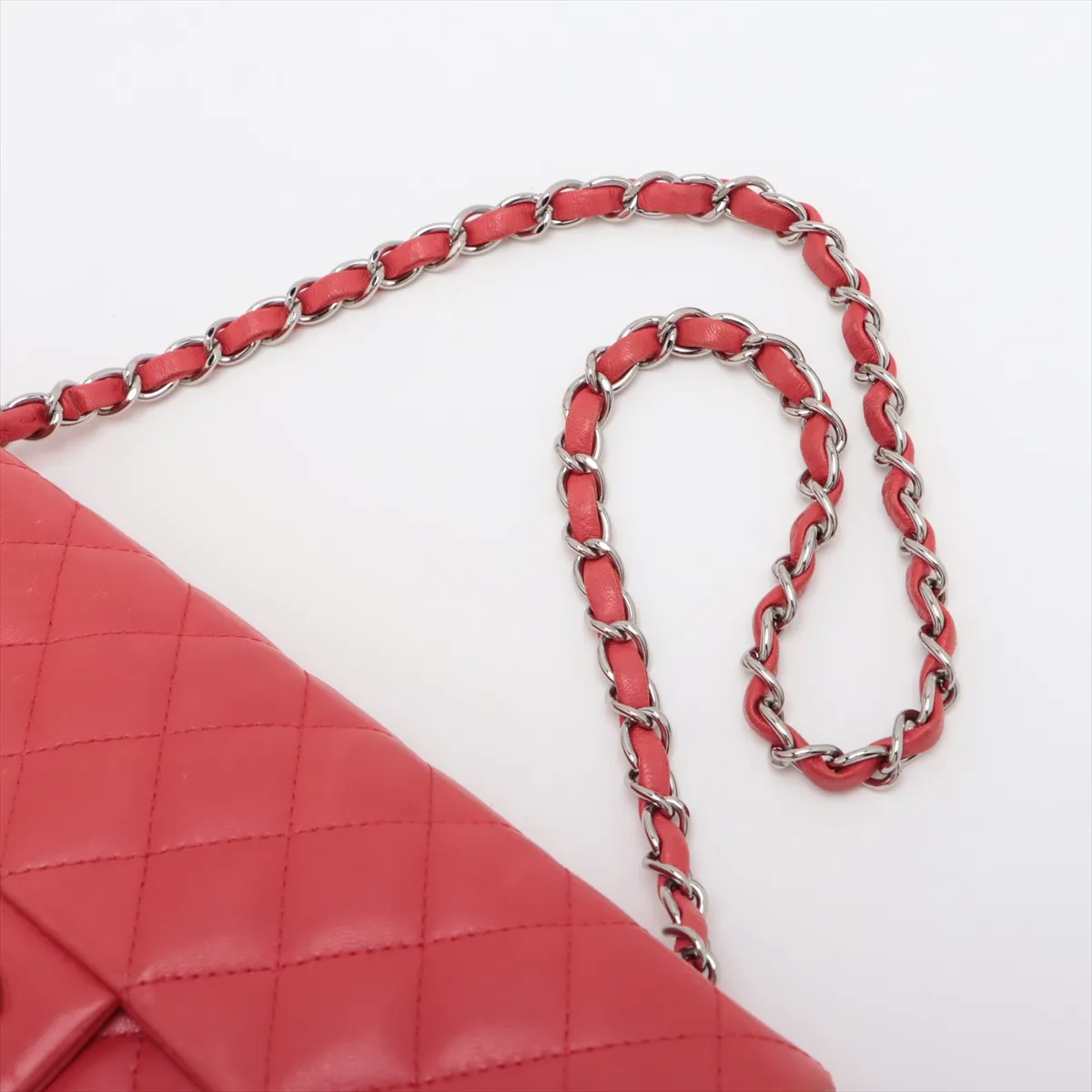 Matelasse Lambskin Chain Shoulder Bag Red Silver Hardware 10029934 10s — view 5
