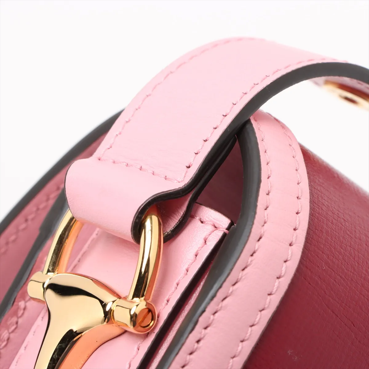Horsebit 1955 Leather Shoulder Bag Red x Pink 602204 No shoulder strap clasp — view 14