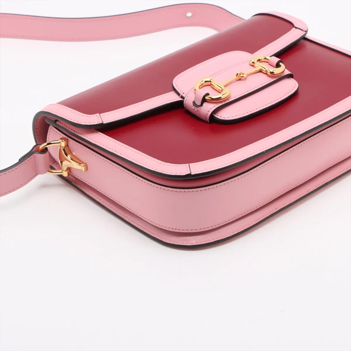 Horsebit 1955 Leather Shoulder Bag Red x Pink 602204 No shoulder strap clasp — view 4