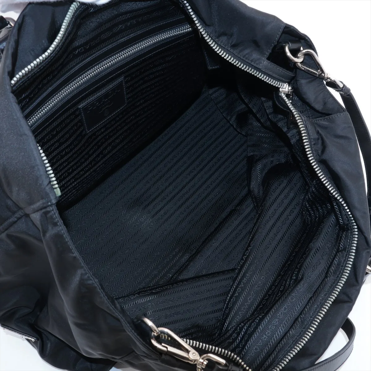 Tessuto Nylon x Leather 2WAY Handbag Black — view 8