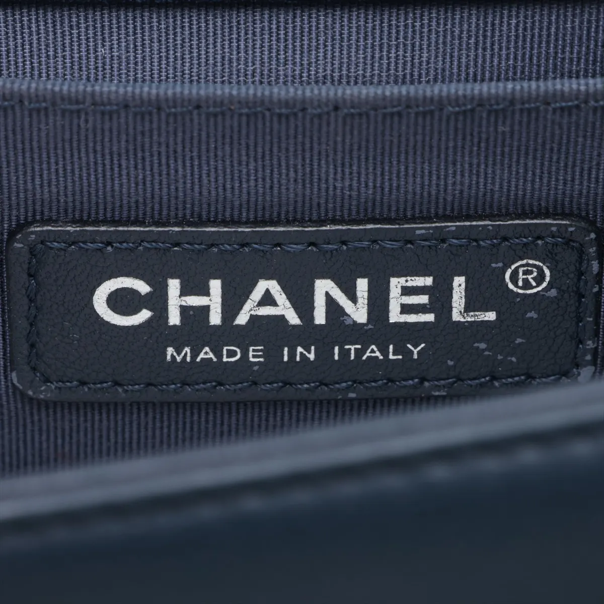 Boy Chanel 25 Lambskin Chain Shoulder Bag, Navy, Silver Hardware, 24716789, Serial Number 24, A67086 — view 9