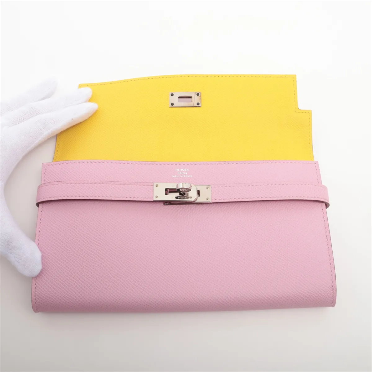 Kelly Wallet Long Verso Vaux Epson Long Wallet Mauve Silvestre Silver Hardware D:2019 — view 3