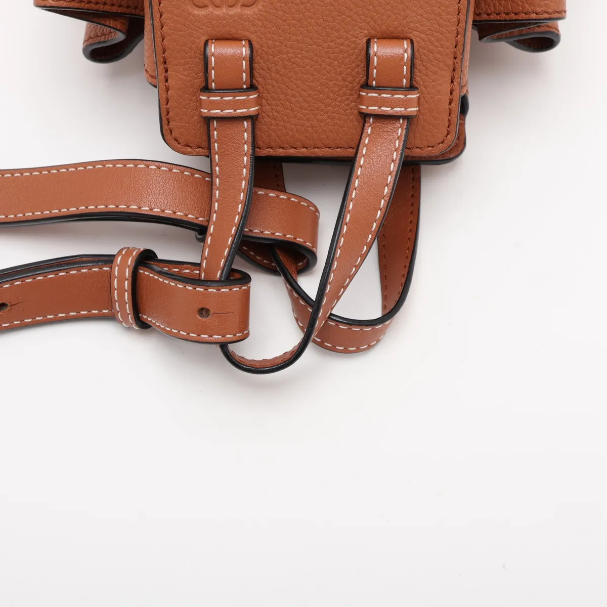 Hammock Drawstring Mini Leather 2-Way Handbag, Brown — view 5