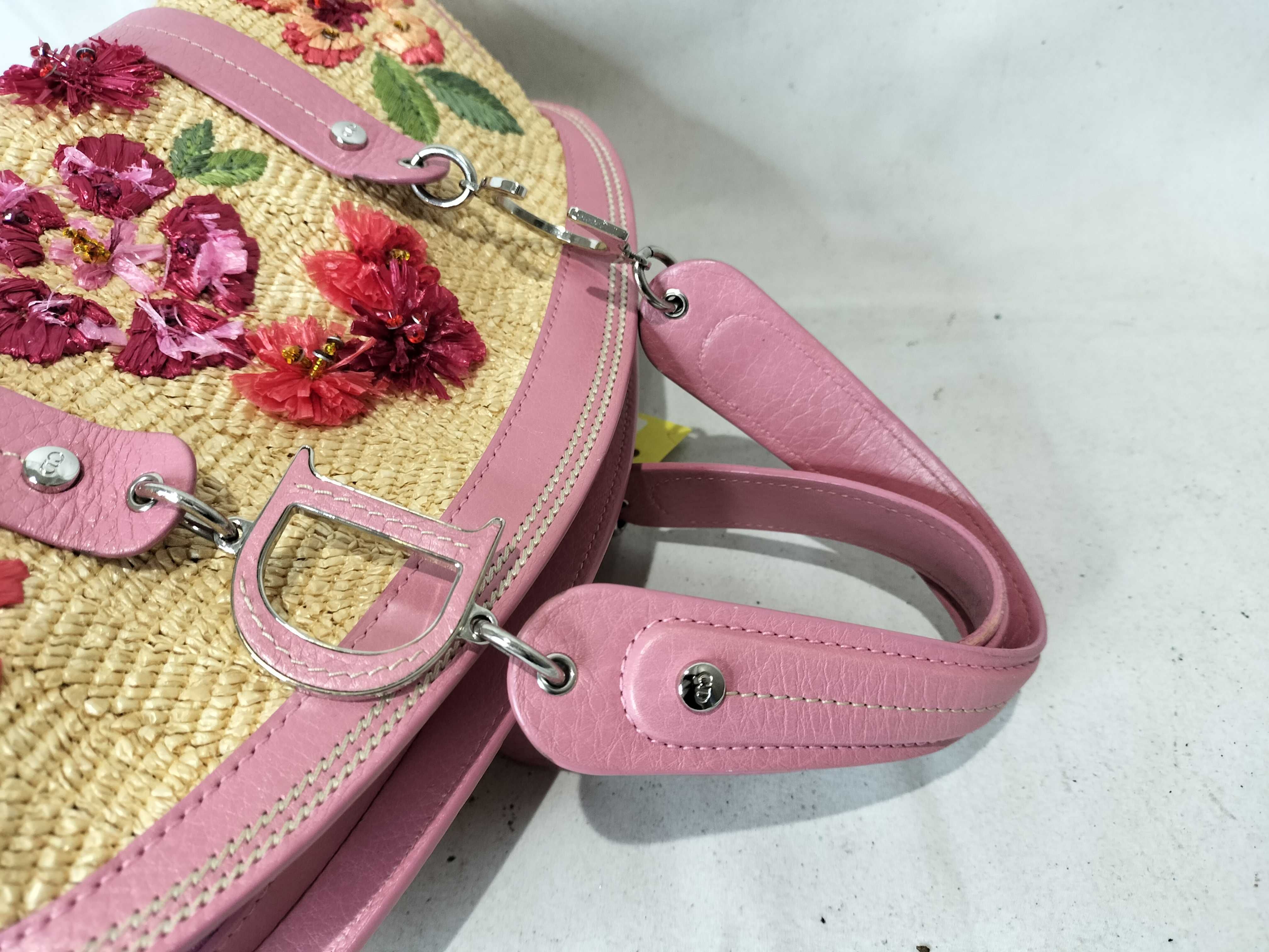 Raffia/Galliano/Mini Boston/Beaded/Flower Handbag — view 3