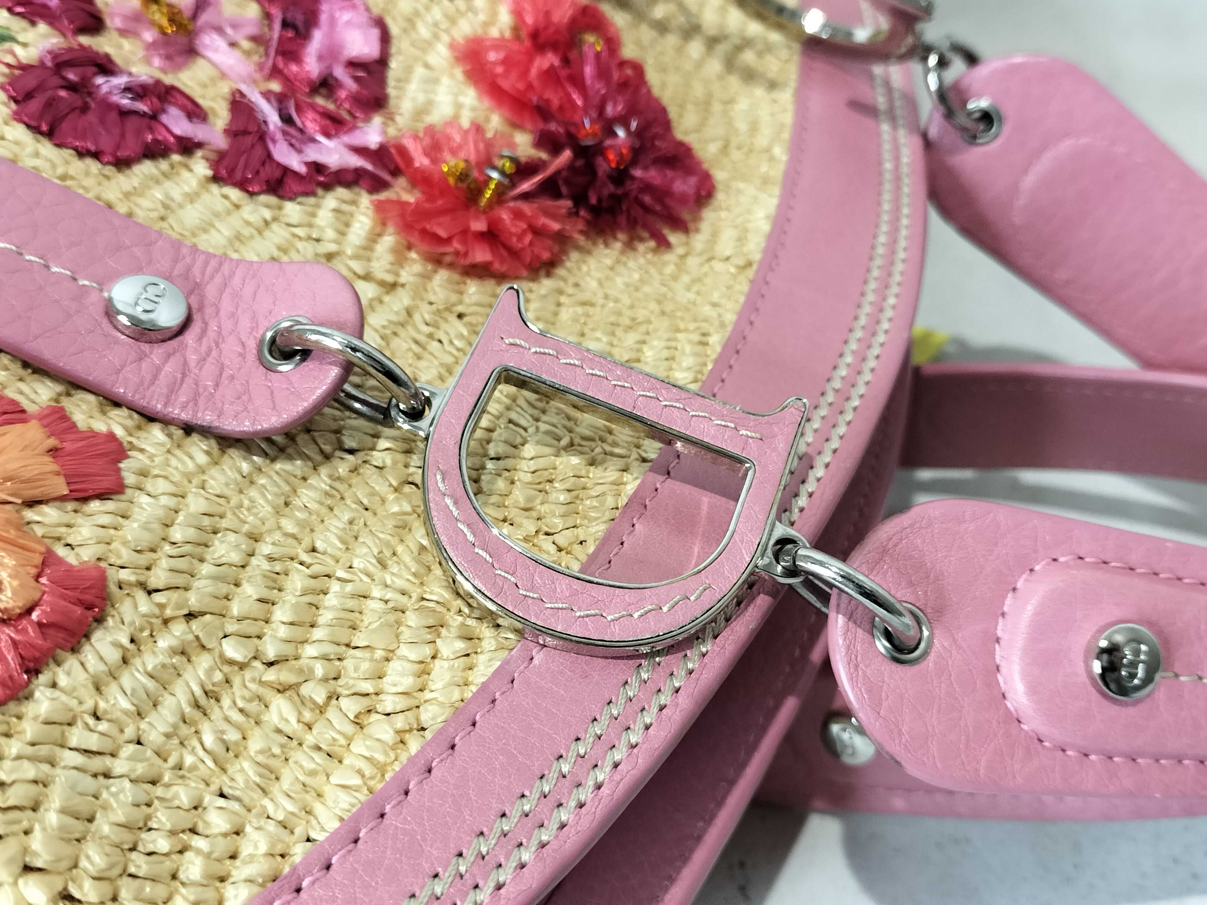 Raffia/Galliano/Mini Boston/Beaded/Flower Handbag — view 5