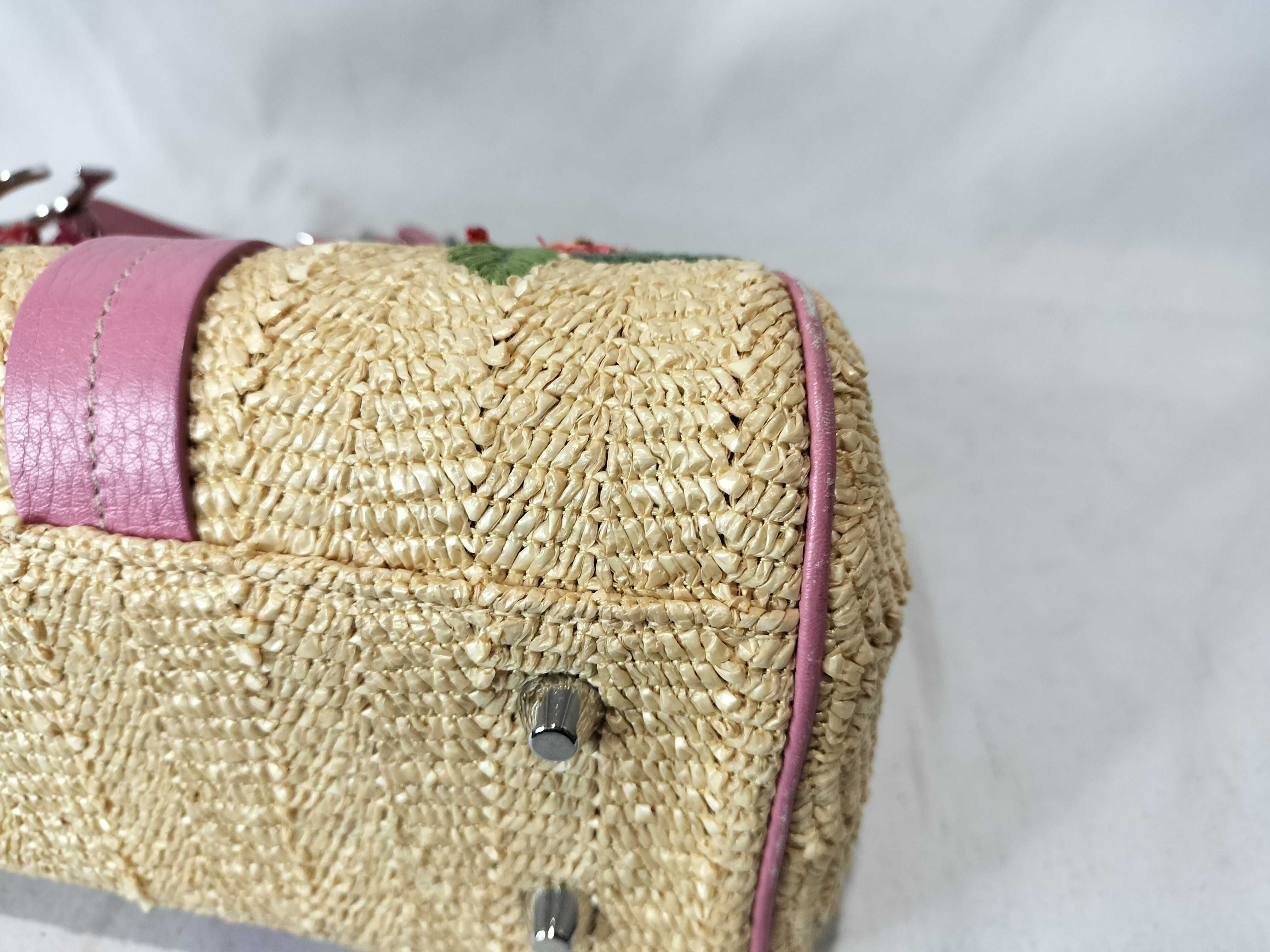 Raffia/Galliano/Mini Boston/Beaded/Flower Handbag — view 6