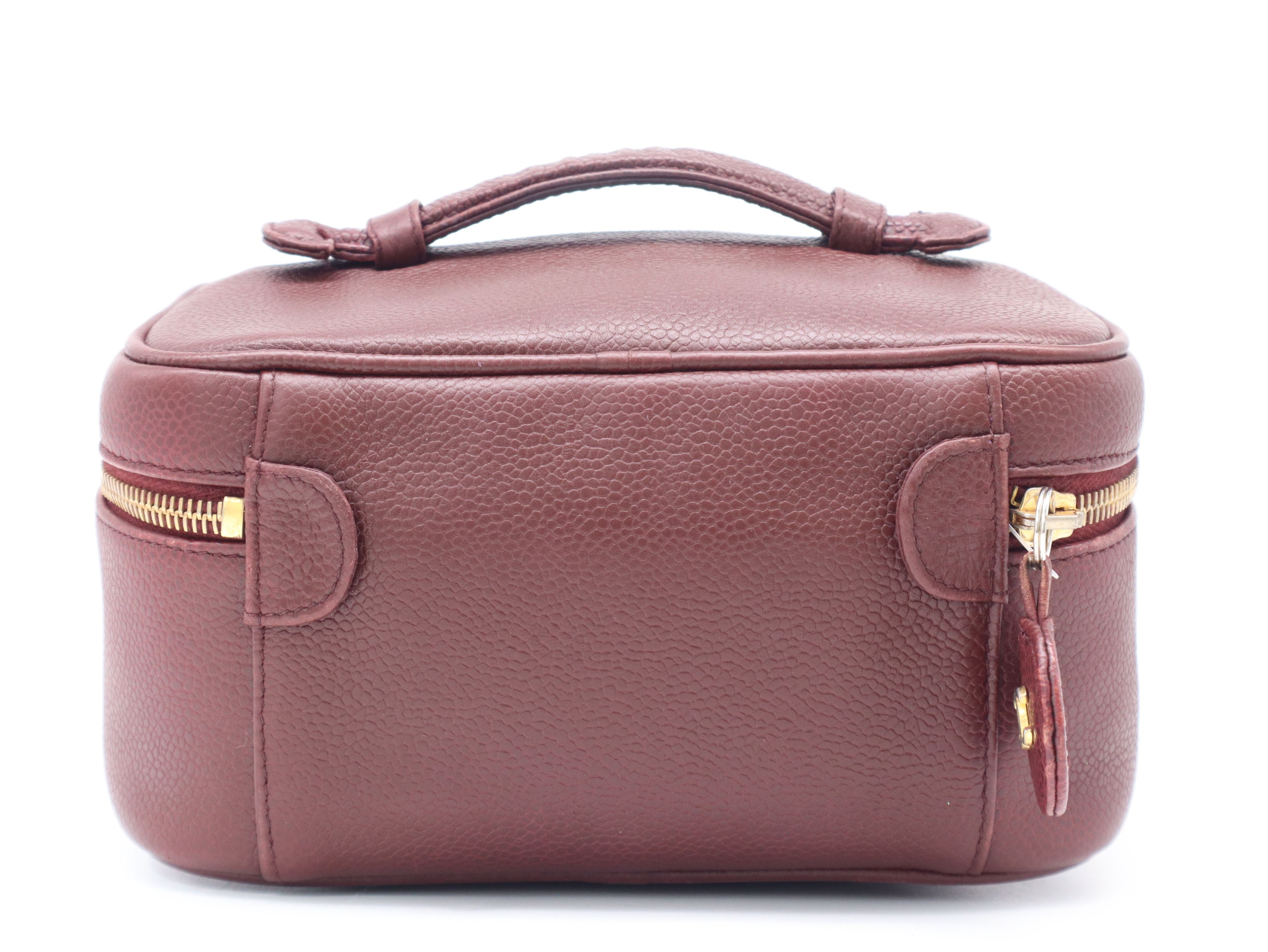 Caviar Skin Coco Mark Vanity Bag, Bordeaux, Gold Hardware, with Seal, Handbag — view 2