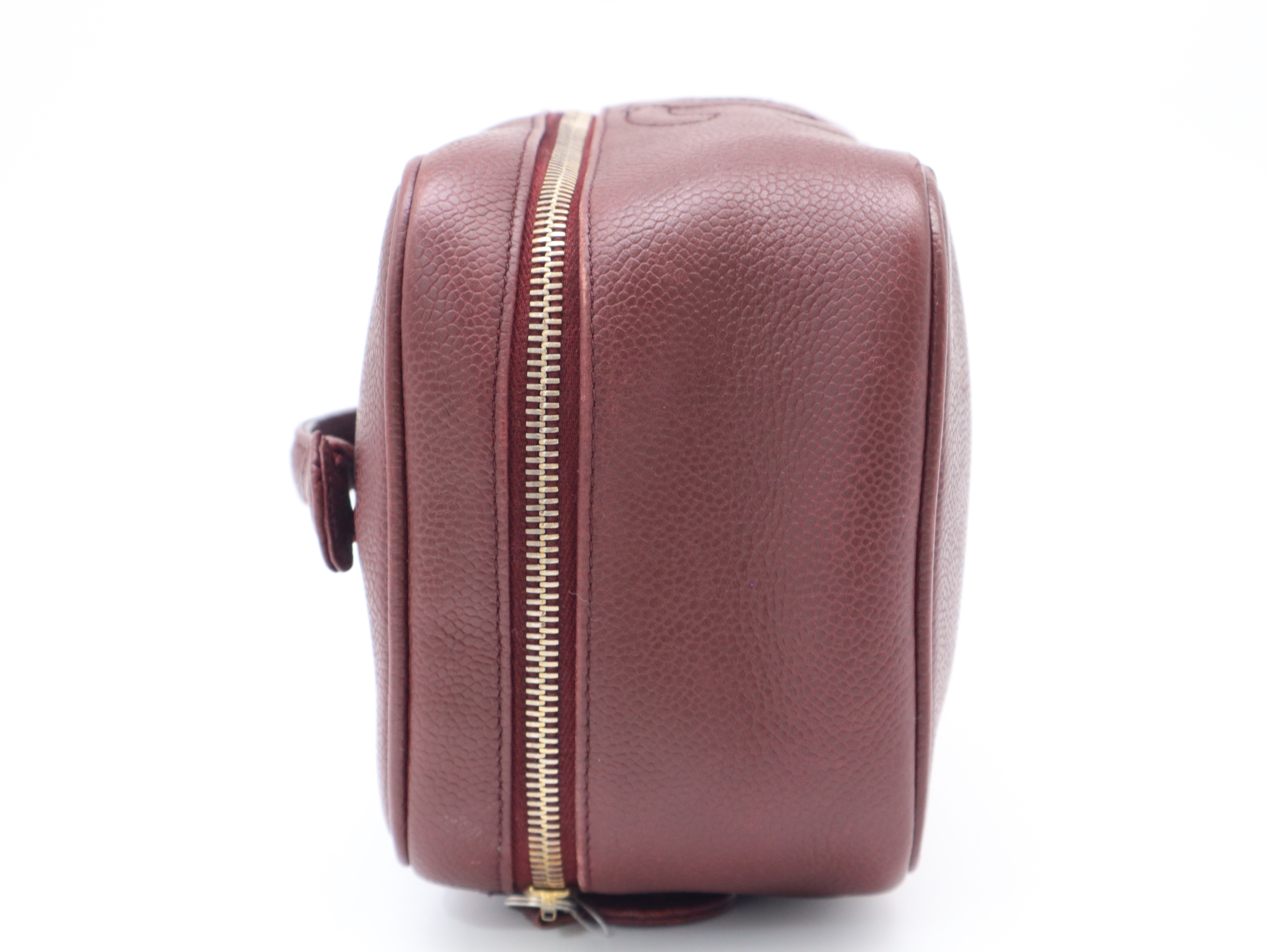 Caviar Skin Coco Mark Vanity Bag, Bordeaux, Gold Hardware, with Seal, Handbag — view 3