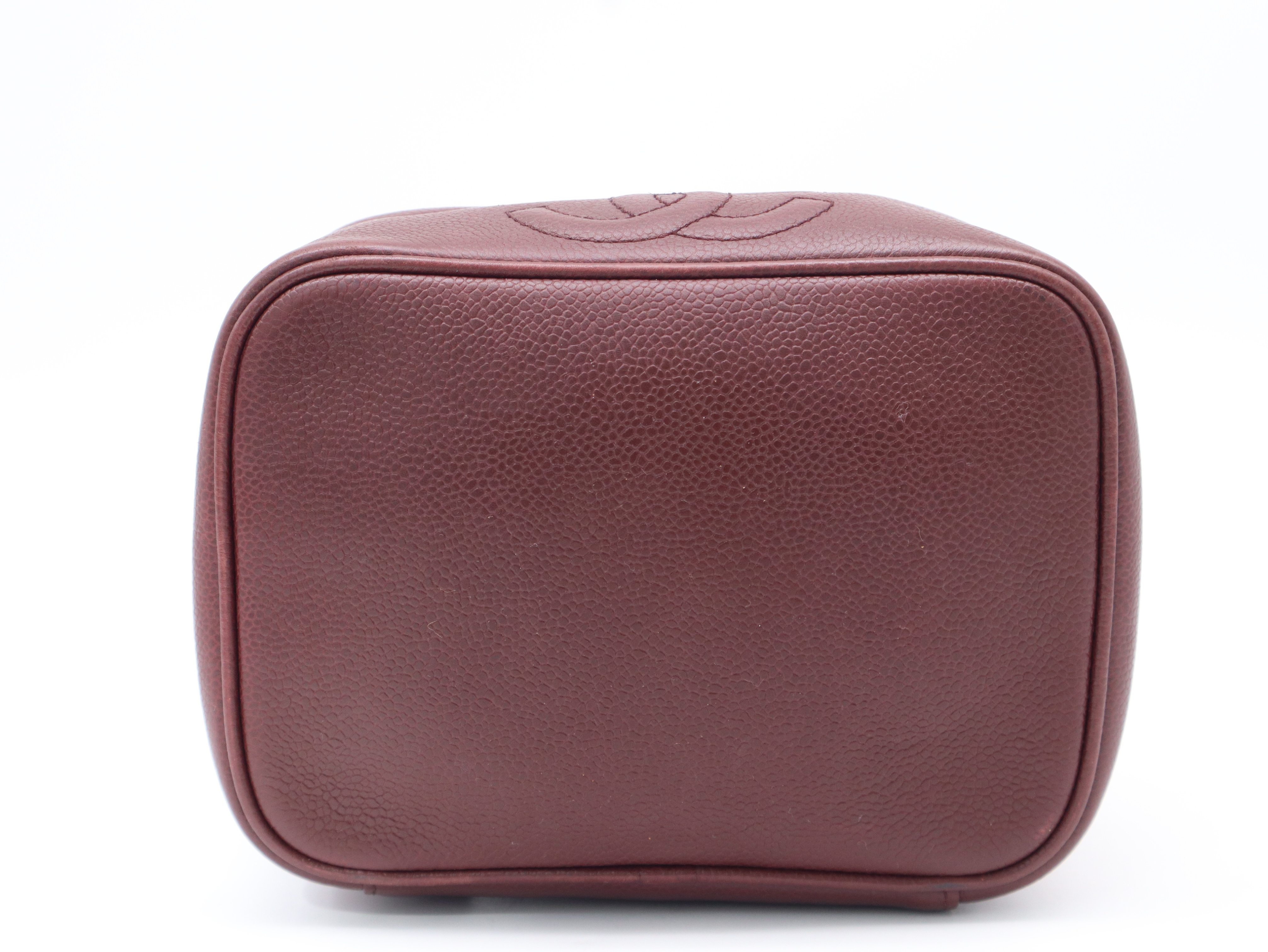 Caviar Skin Coco Mark Vanity Bag, Bordeaux, Gold Hardware, with Seal, Handbag — view 4