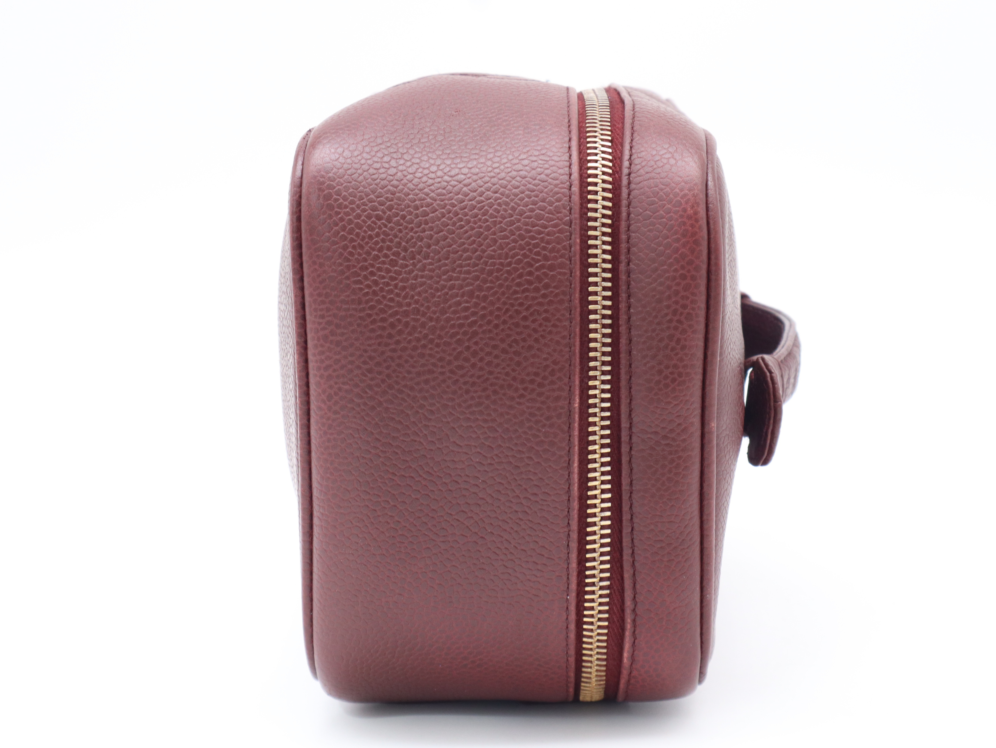 Caviar Skin Coco Mark Vanity Bag, Bordeaux, Gold Hardware, with Seal, Handbag — view 5