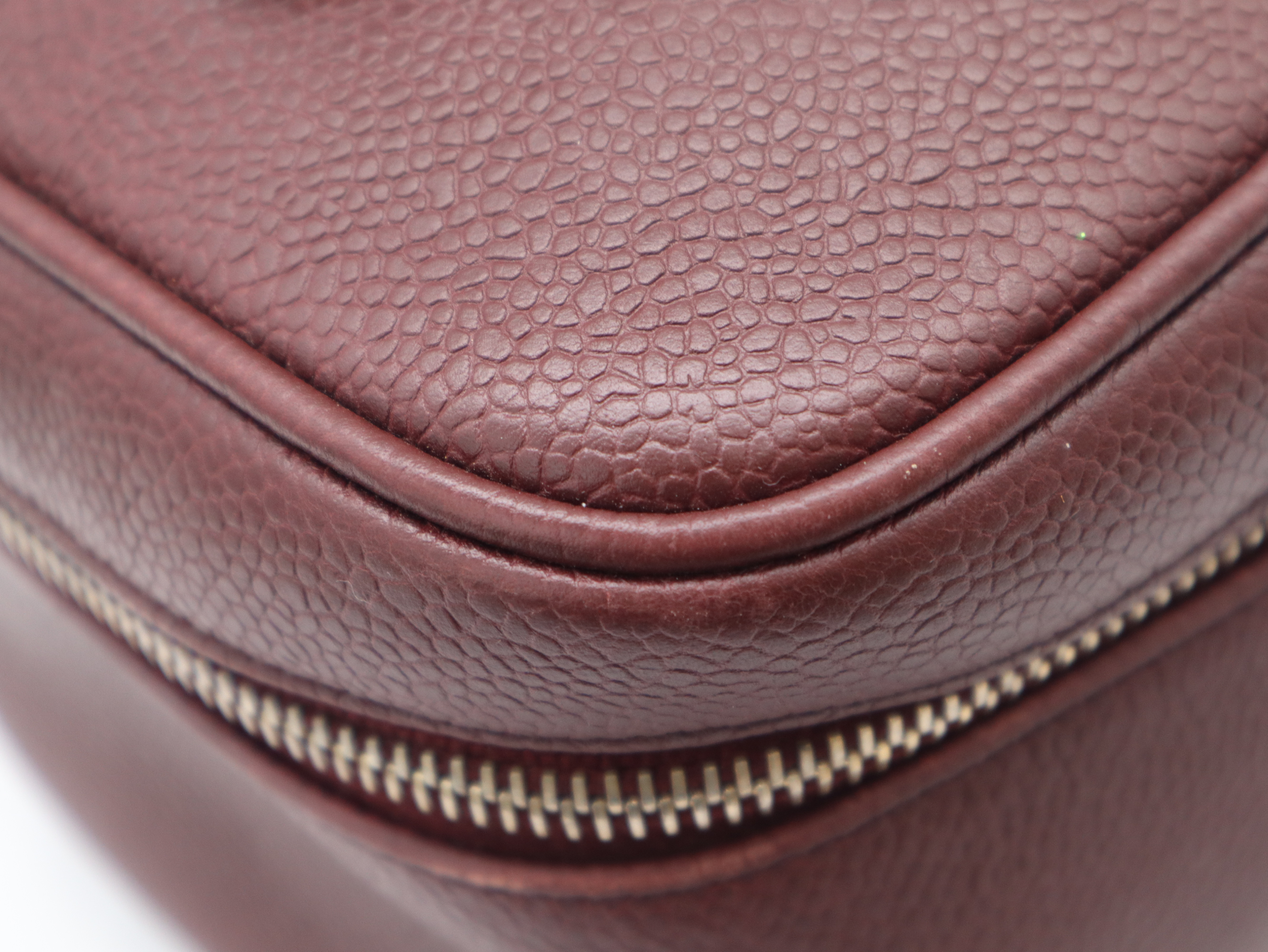 Caviar Skin Coco Mark Vanity Bag, Bordeaux, Gold Hardware, with Seal, Handbag — view 7