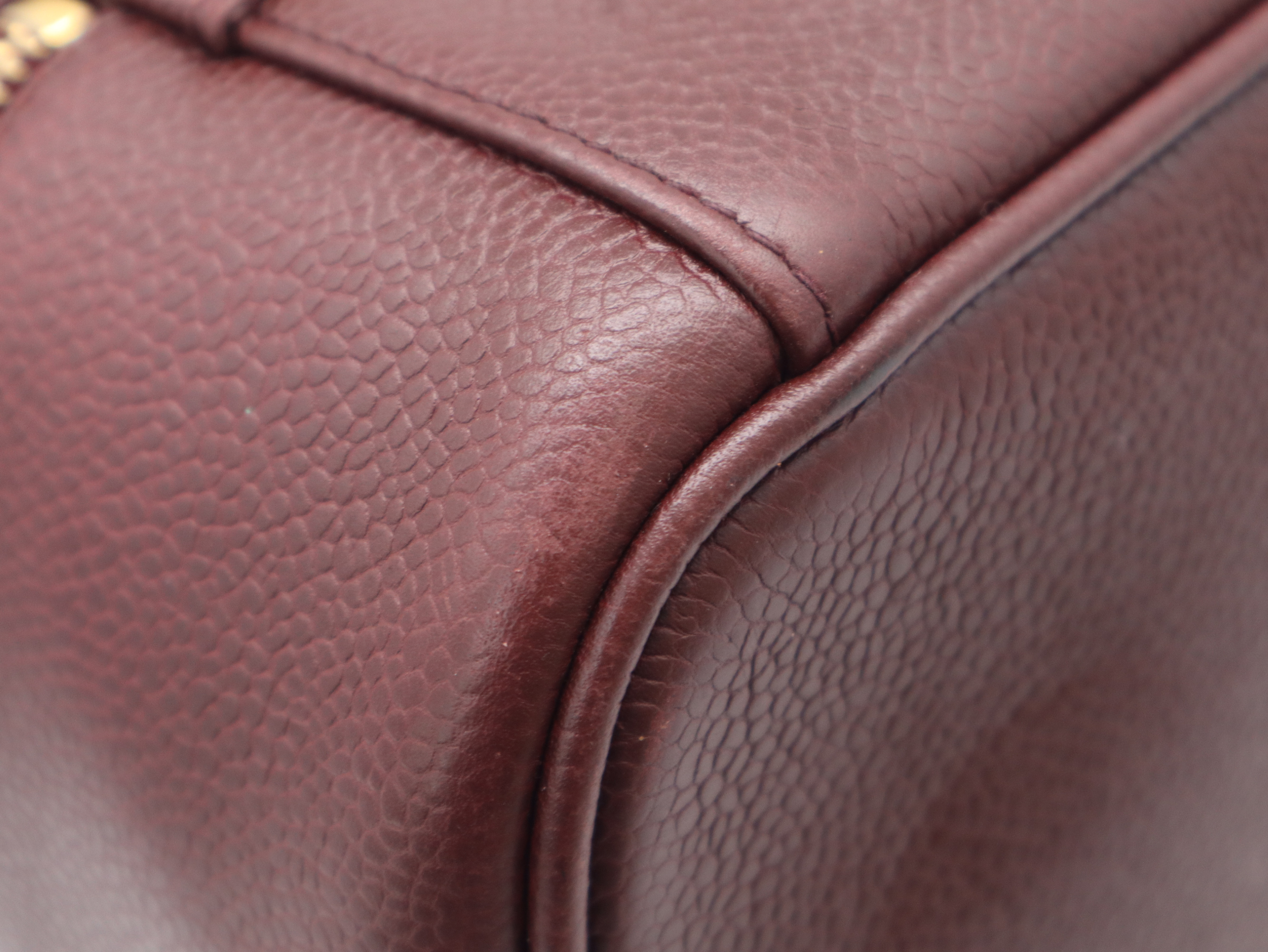 Caviar Skin Coco Mark Vanity Bag, Bordeaux, Gold Hardware, with Seal, Handbag — view 9