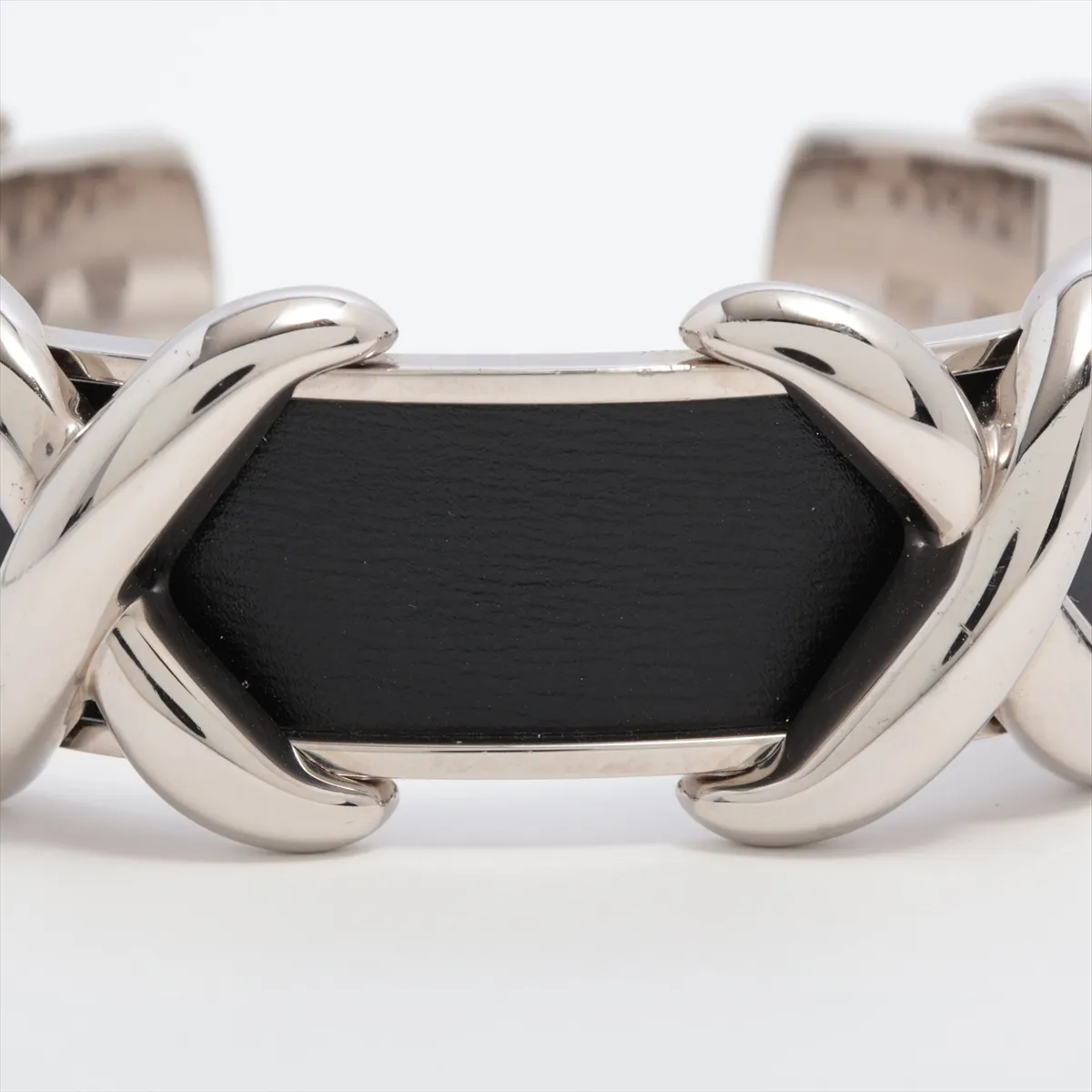 Cross Bangle GP×Leather Black×Silver — view 3