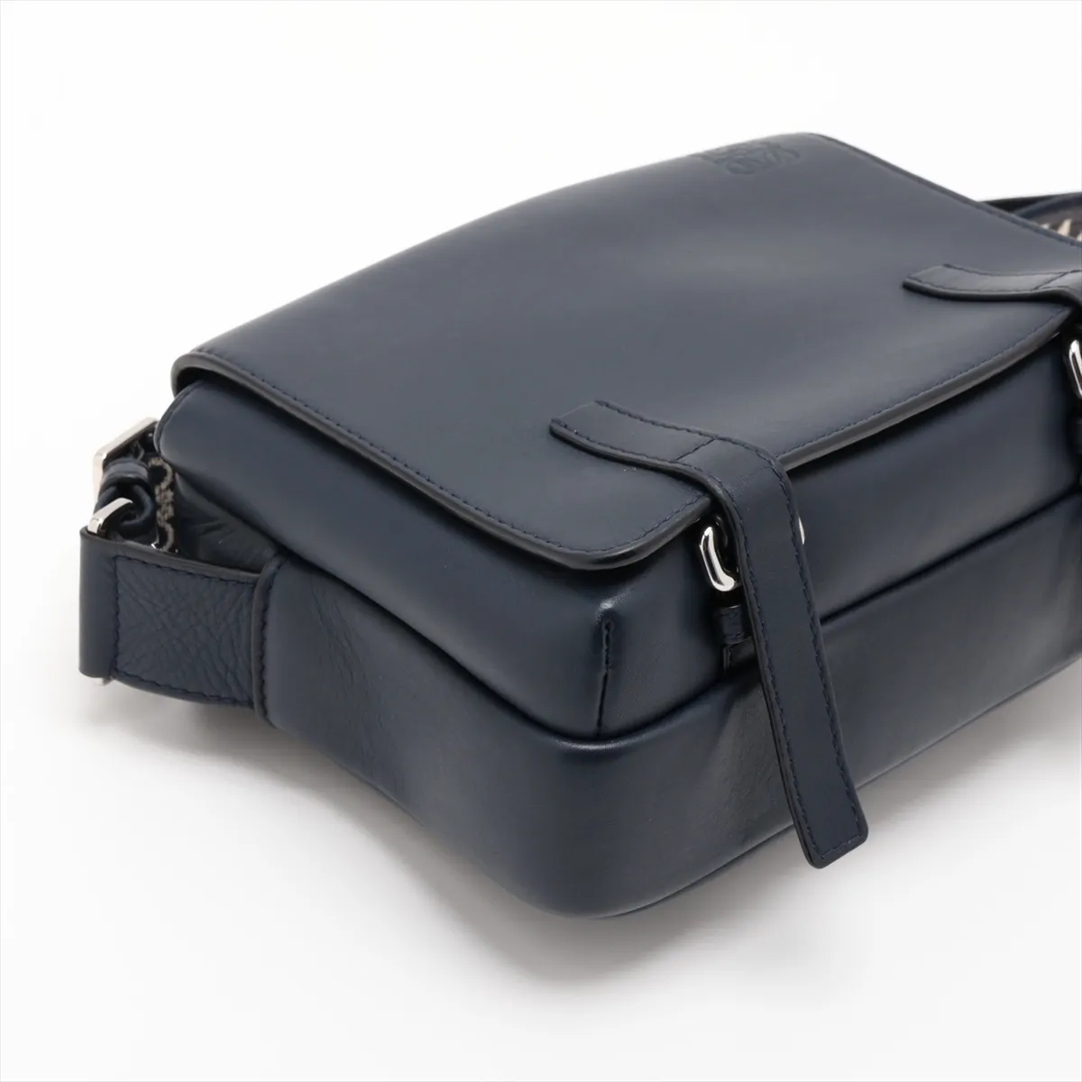 Military Messenger Bag Leather Shoulder Bag Black — view 4