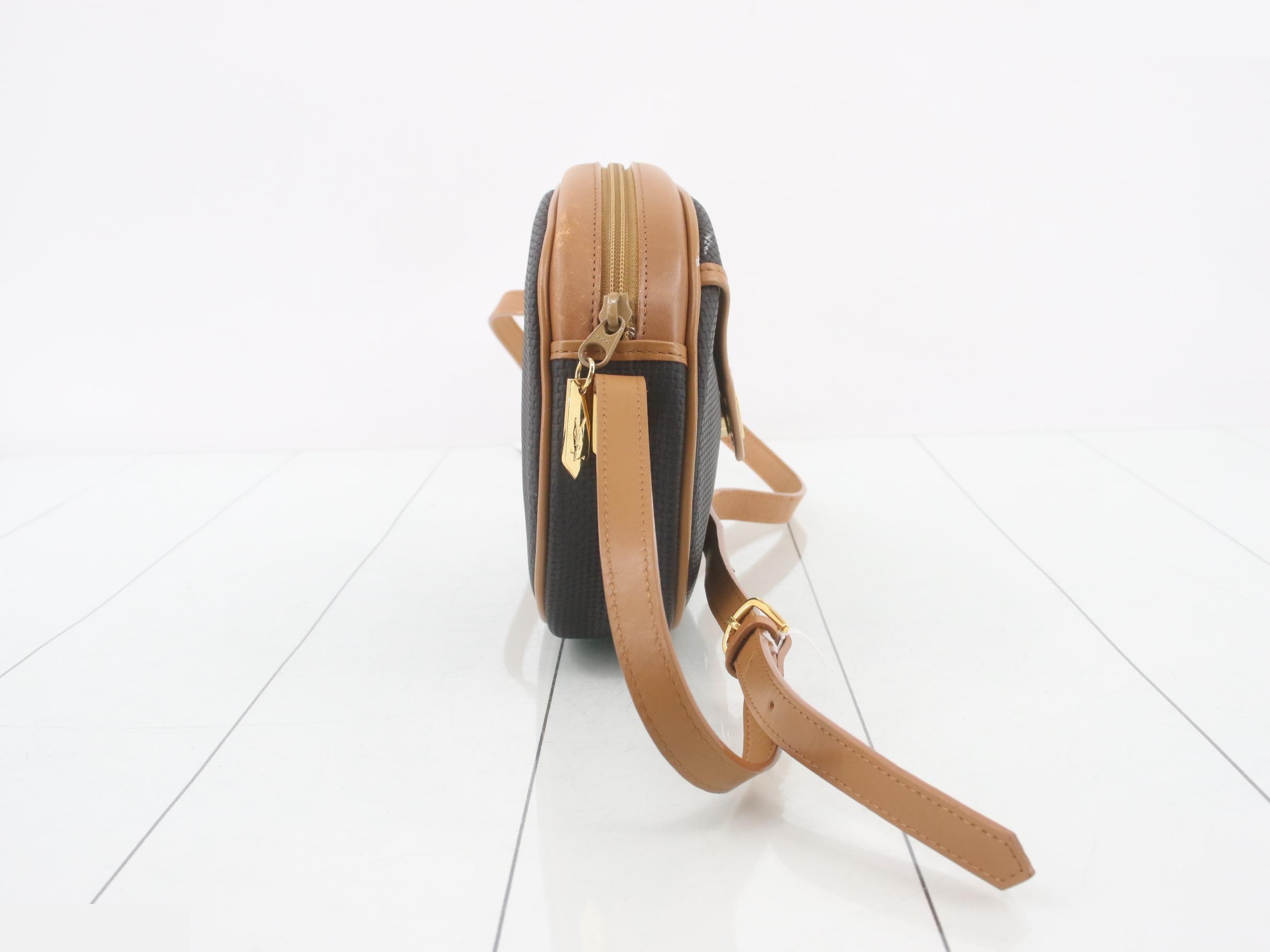 Cassandra Shoulder Bag, Black x Brown, PVC x Leather — view 4