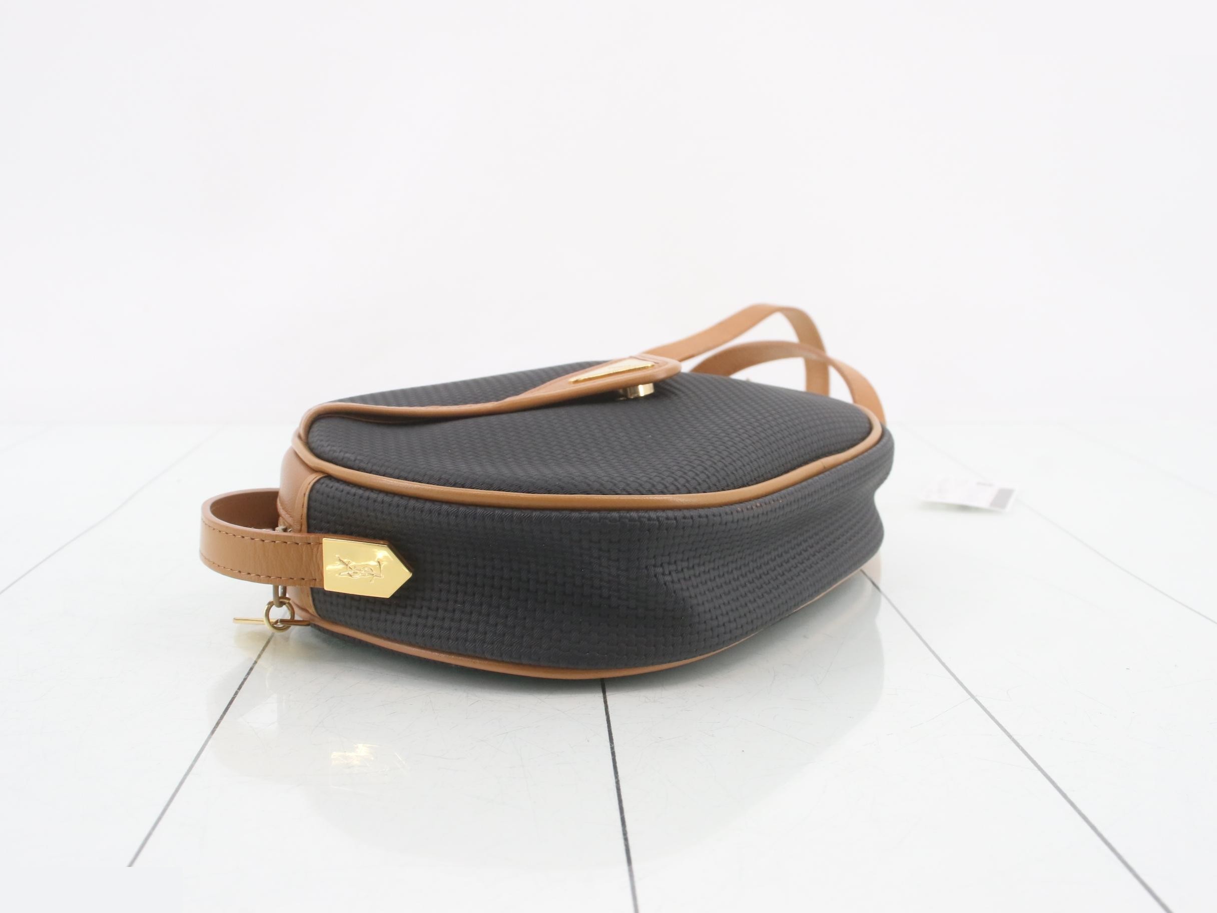 Cassandra Shoulder Bag, Black x Brown, PVC x Leather — view 5