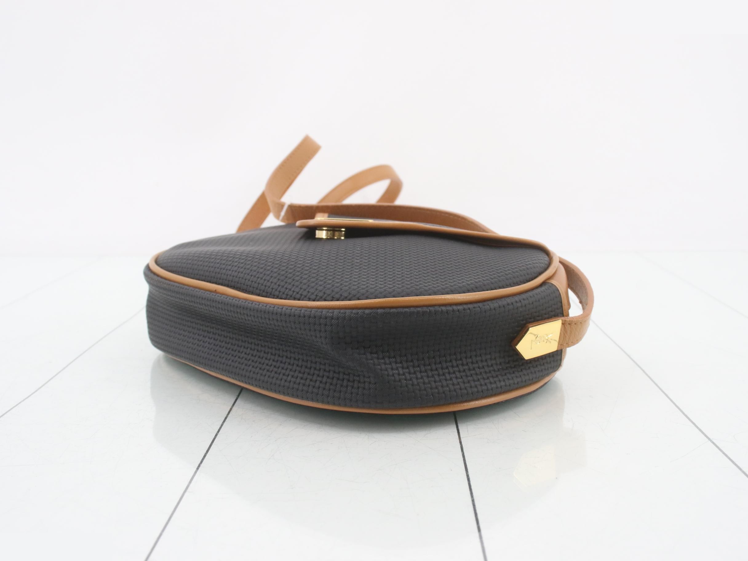 Cassandra Shoulder Bag, Black x Brown, PVC x Leather — view 6