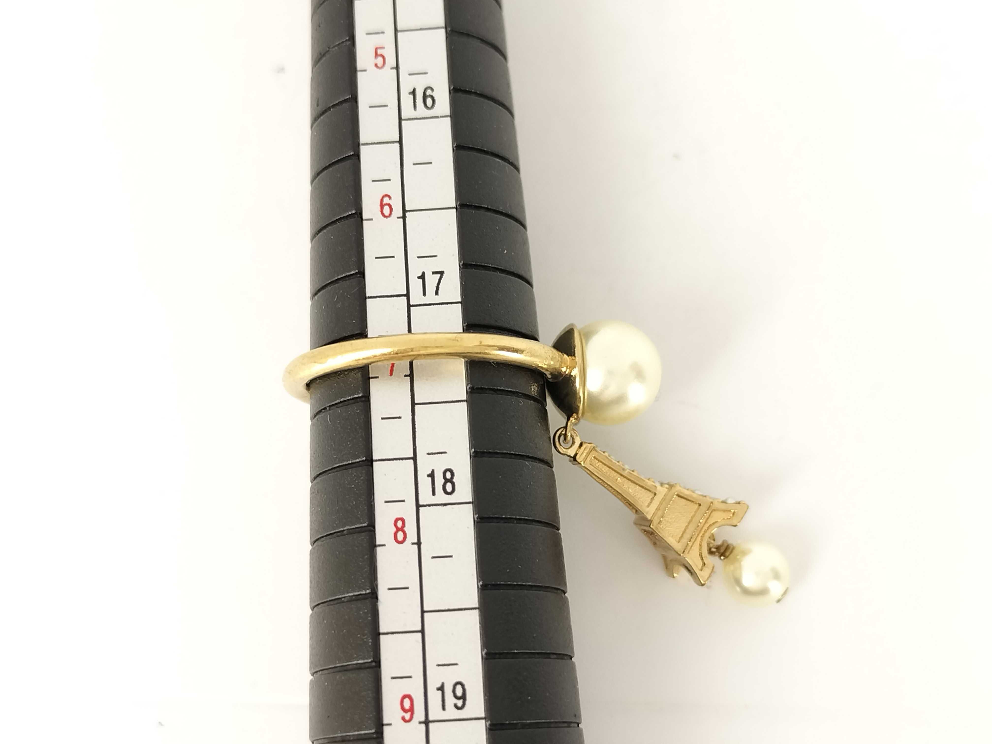 Resin Pearl Eiffel Tower Ring — view 5