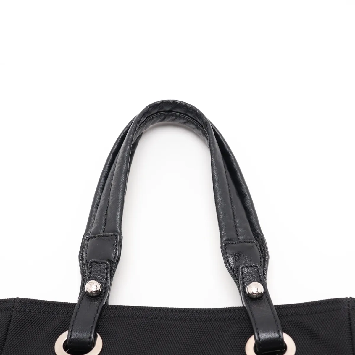 Paris Biarritz PM Coated Canvas Tote Bag, Black with Silver Hardware — view 6
