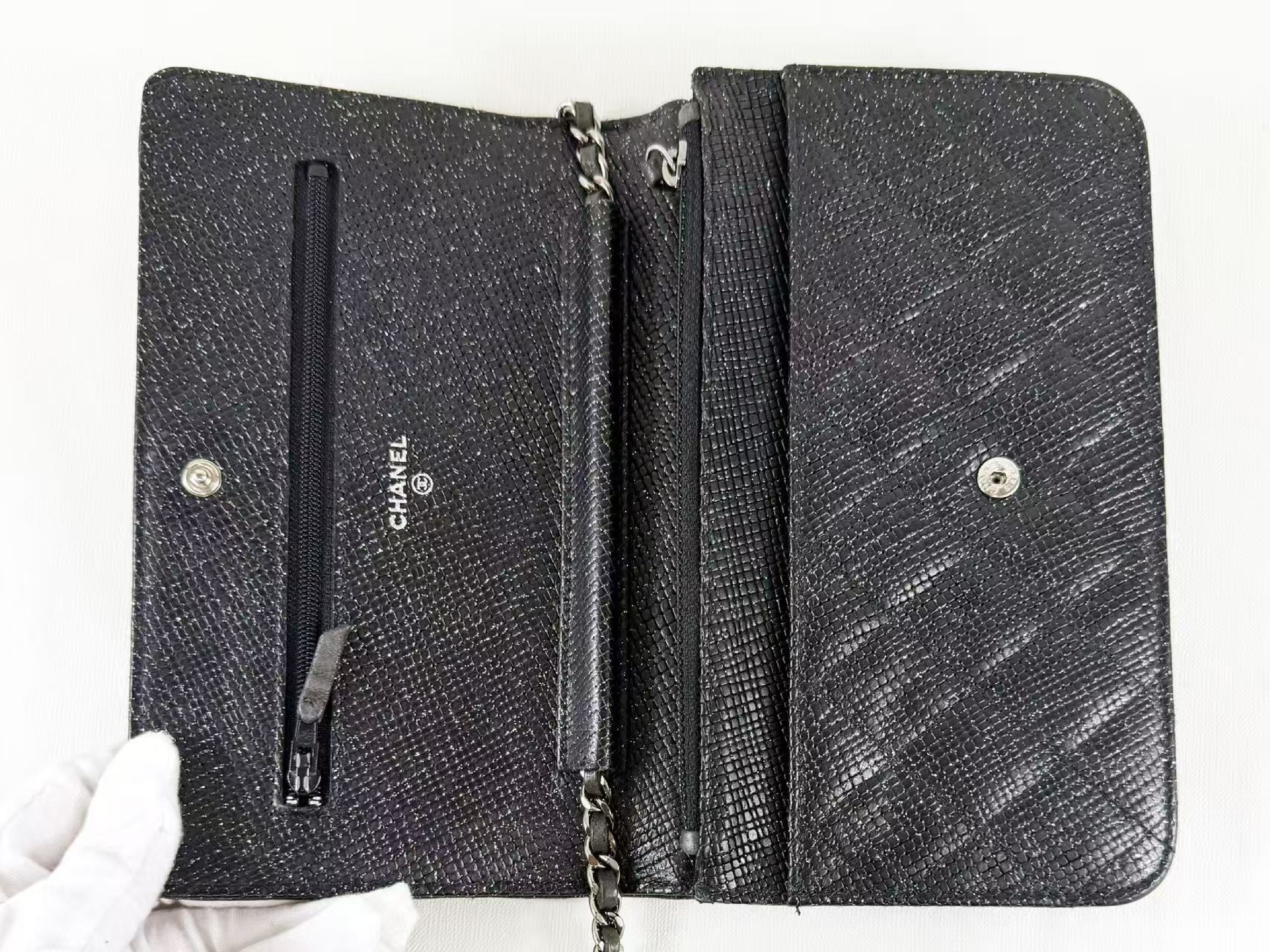 Black Caviar Skin Matelassé WOC Shoulder Bag, Approx. 19cm W, Serial Number 18-series, with Box, Dust Bag, and Seal, Silver Hardware, Item Number 18545459 — view 12