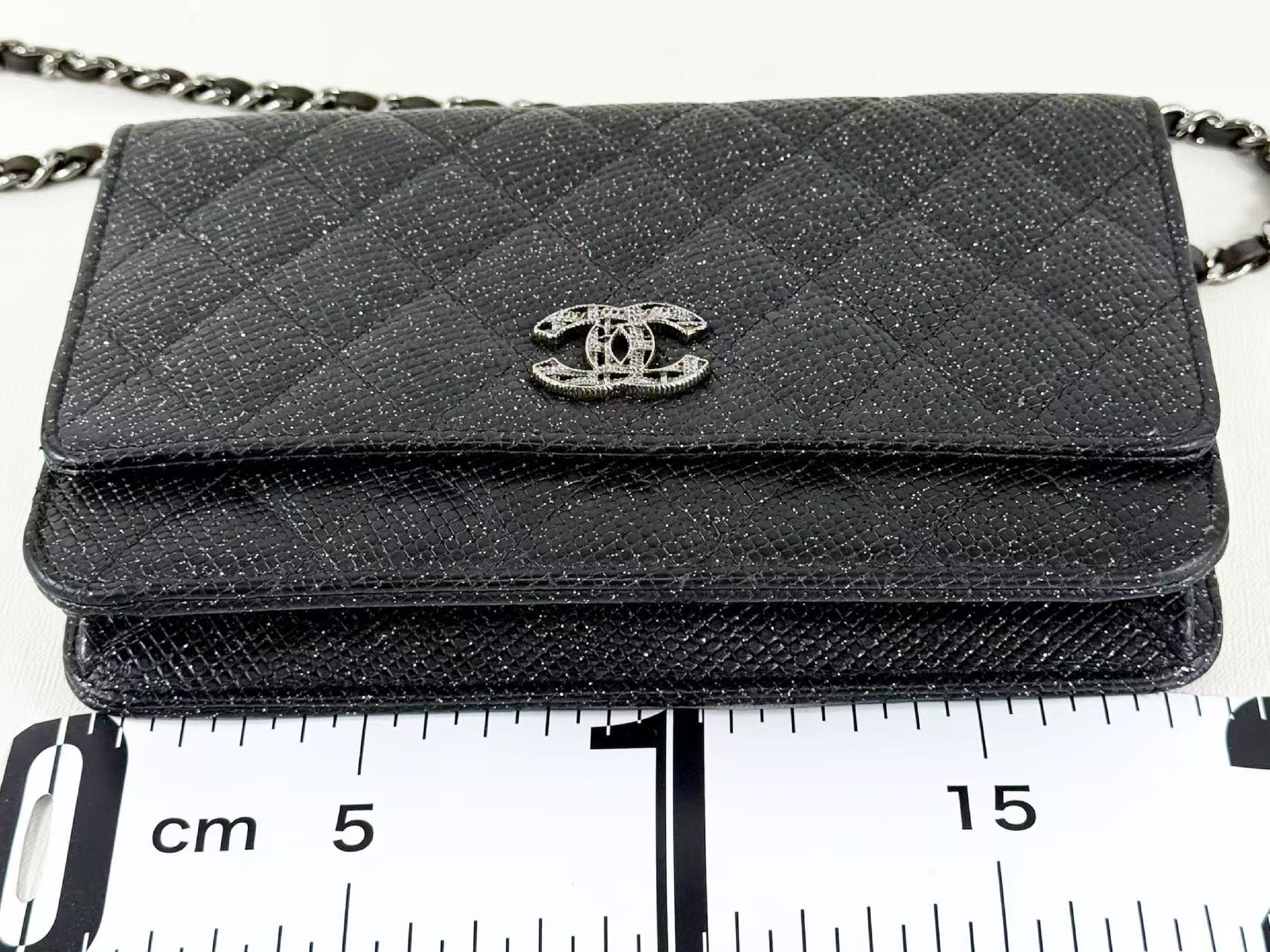 Black Caviar Skin Matelassé WOC Shoulder Bag, Approx. 19cm W, Serial Number 18-series, with Box, Dust Bag, and Seal, Silver Hardware, Item Number 18545459 — view 4