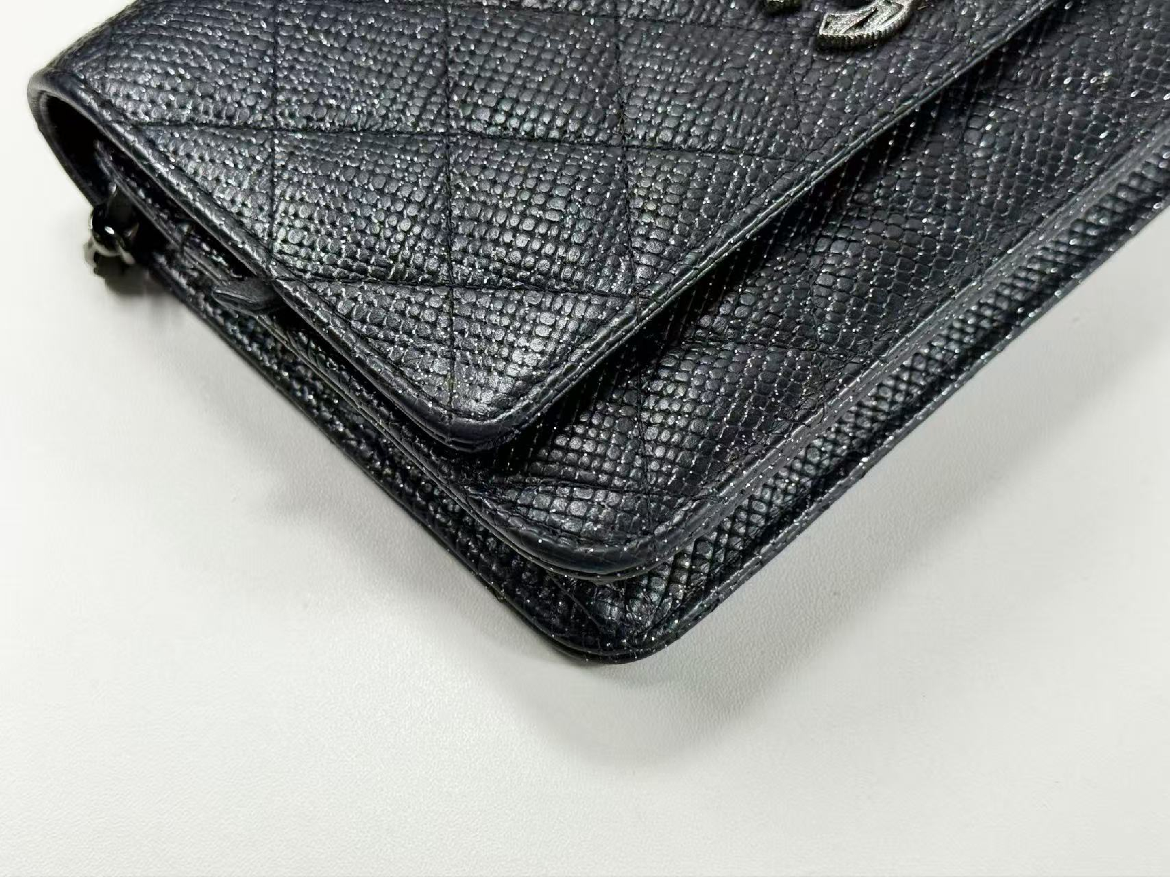 Black Caviar Skin Matelassé WOC Shoulder Bag, Approx. 19cm W, Serial Number 18-series, with Box, Dust Bag, and Seal, Silver Hardware, Item Number 18545459 — view 8