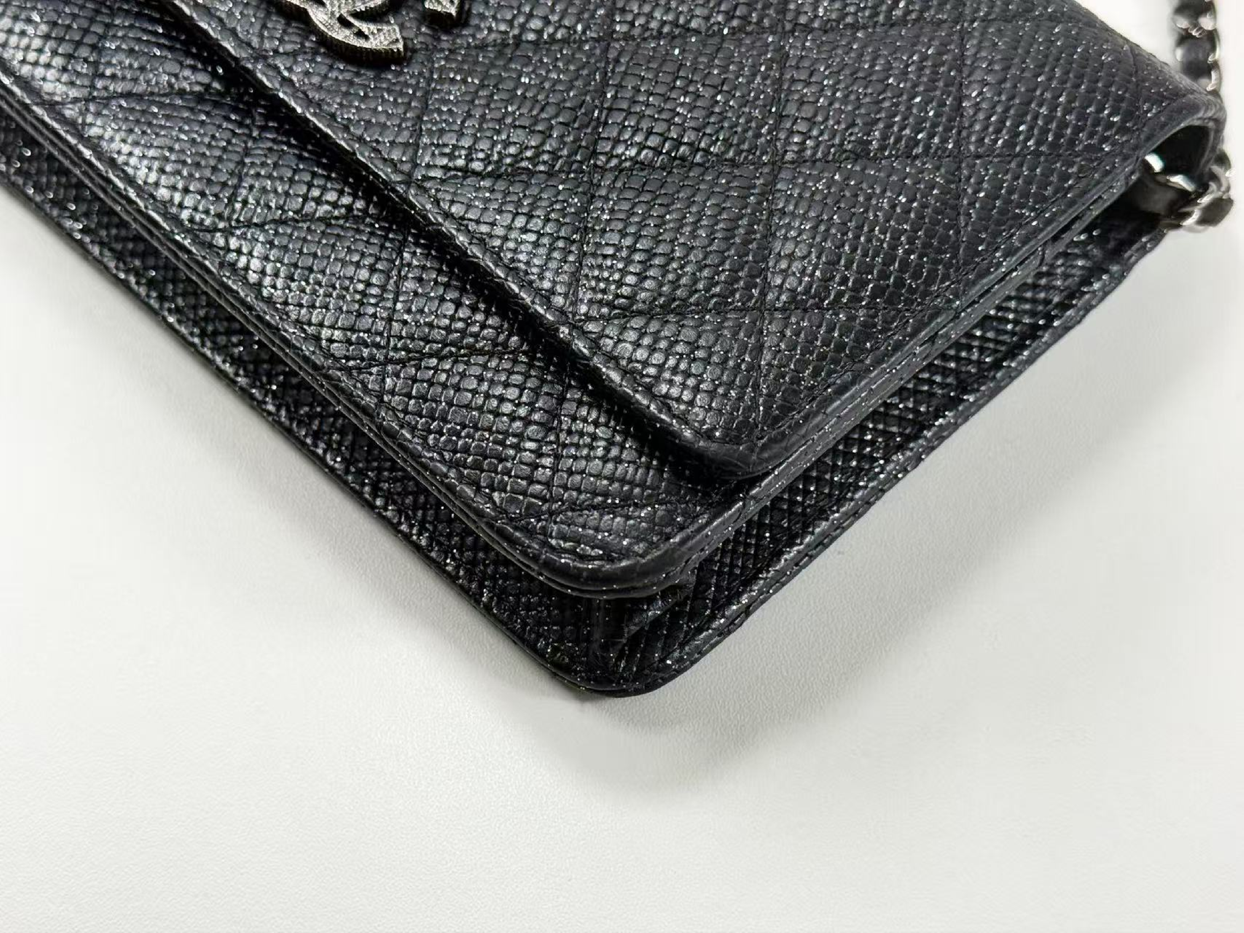 Black Caviar Skin Matelassé WOC Shoulder Bag, Approx. 19cm W, Serial Number 18-series, with Box, Dust Bag, and Seal, Silver Hardware, Item Number 18545459 — view 9
